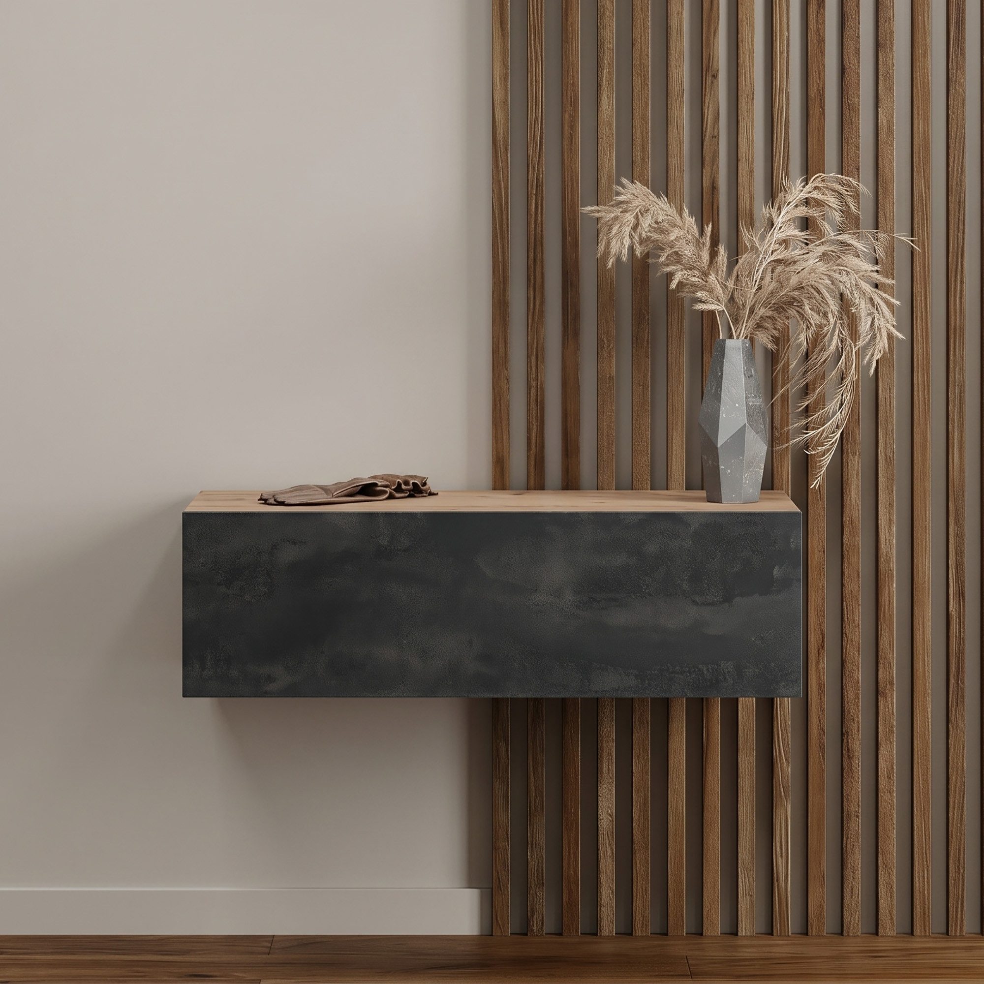 Planetmöbel Garderobenschrank Kompaktgarderobe Wandschrank 100 cm (schmaler Flurschrank mit Stauraum, 1-St., Flurgarderobe mit Soft-Open Funktion) Flurkommode vielseitig kombinierbar