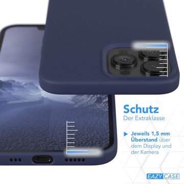 EAZY CASE Handyhülle Premium Silikon Case für Apple iPhone 13 Pro Max 6,7 Zoll, Handy Softcase Hülle Silikon mit Displayschutz Case Blau / Nachtblau
