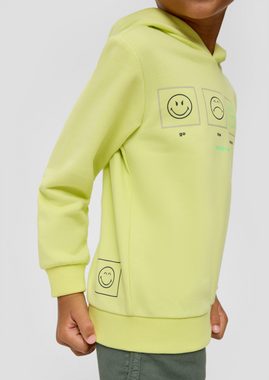 s.Oliver Sweatshirt Smiley®-Hoodie aus Baumwollmix Rippbündchen