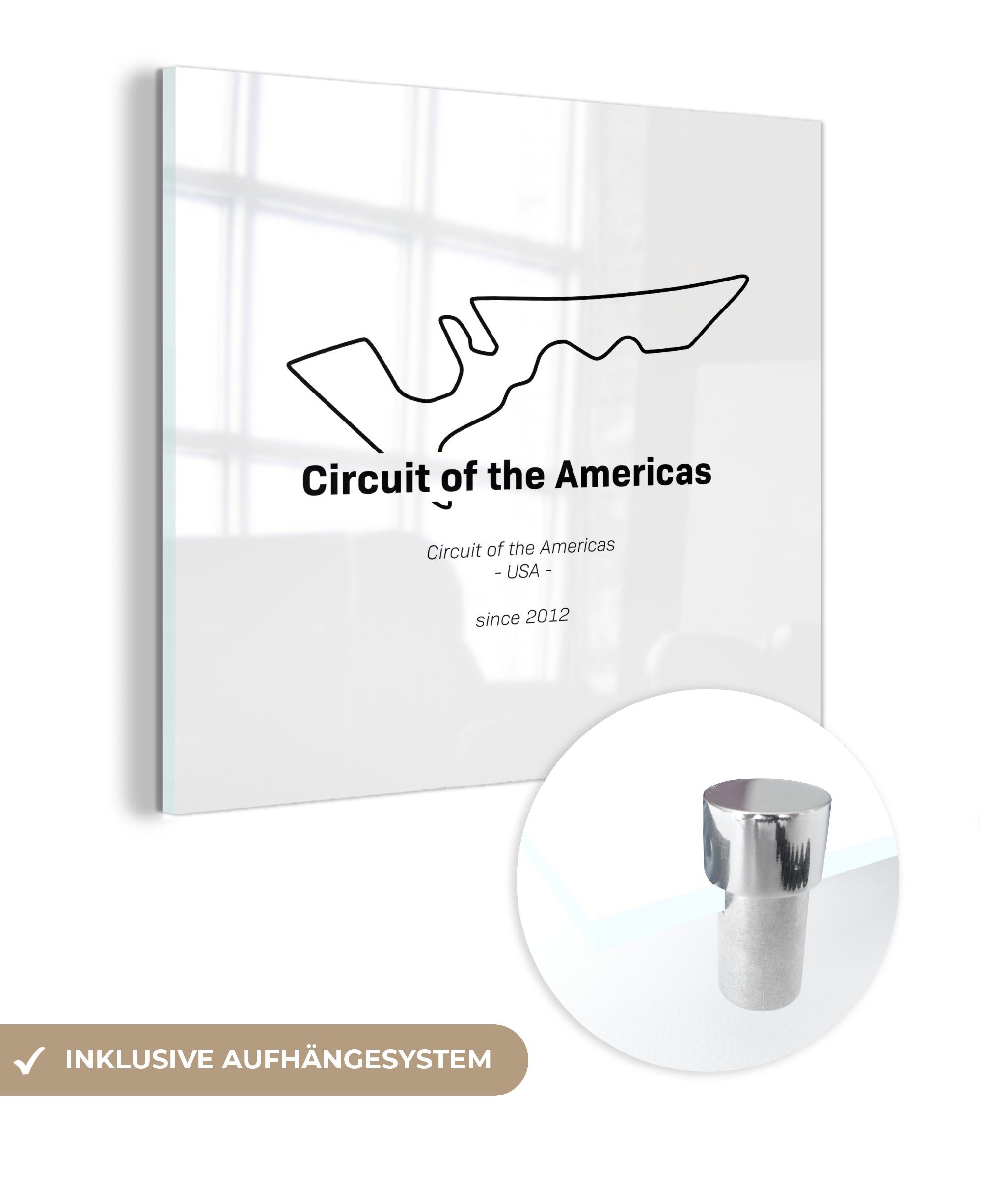 MuchoWow Acrylglasbild Formel 1 - Vereinigte Staaten - Rennstrecke, (1 St), Glasbilder - Bilder auf Glas Wandbild - Foto auf Glas - Wanddekoration