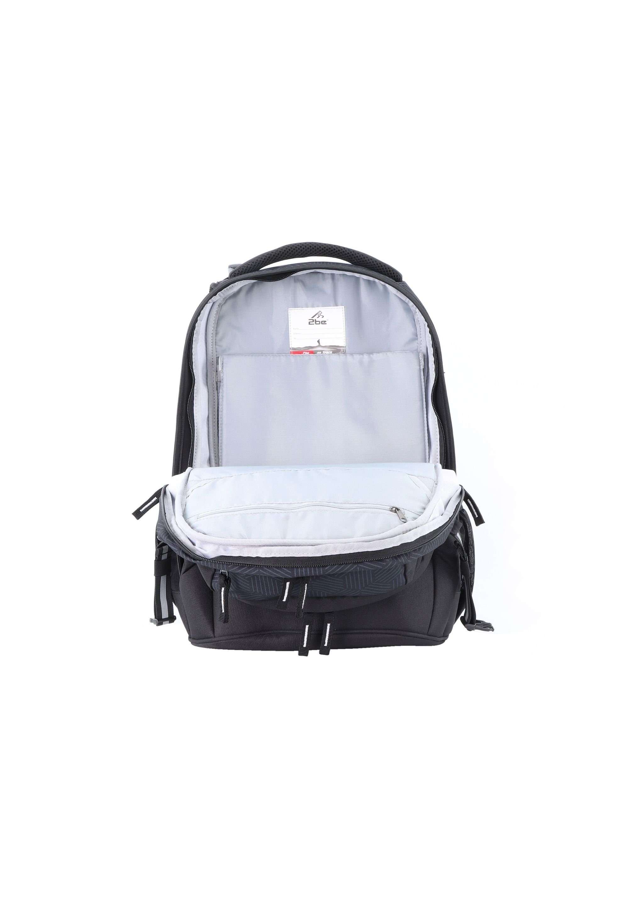 2be Schulrucksack Black Federmäppchen und Grey, mit Turnbeutel