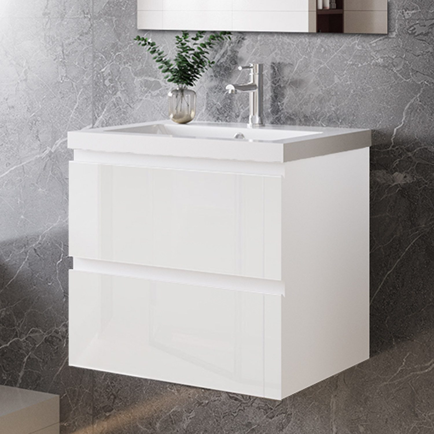 duschspa Waschtisch Waschbecken mit Unterschrank Badmöbel Set Badschrank Waschplatz, Hochglanz, 50-120cm