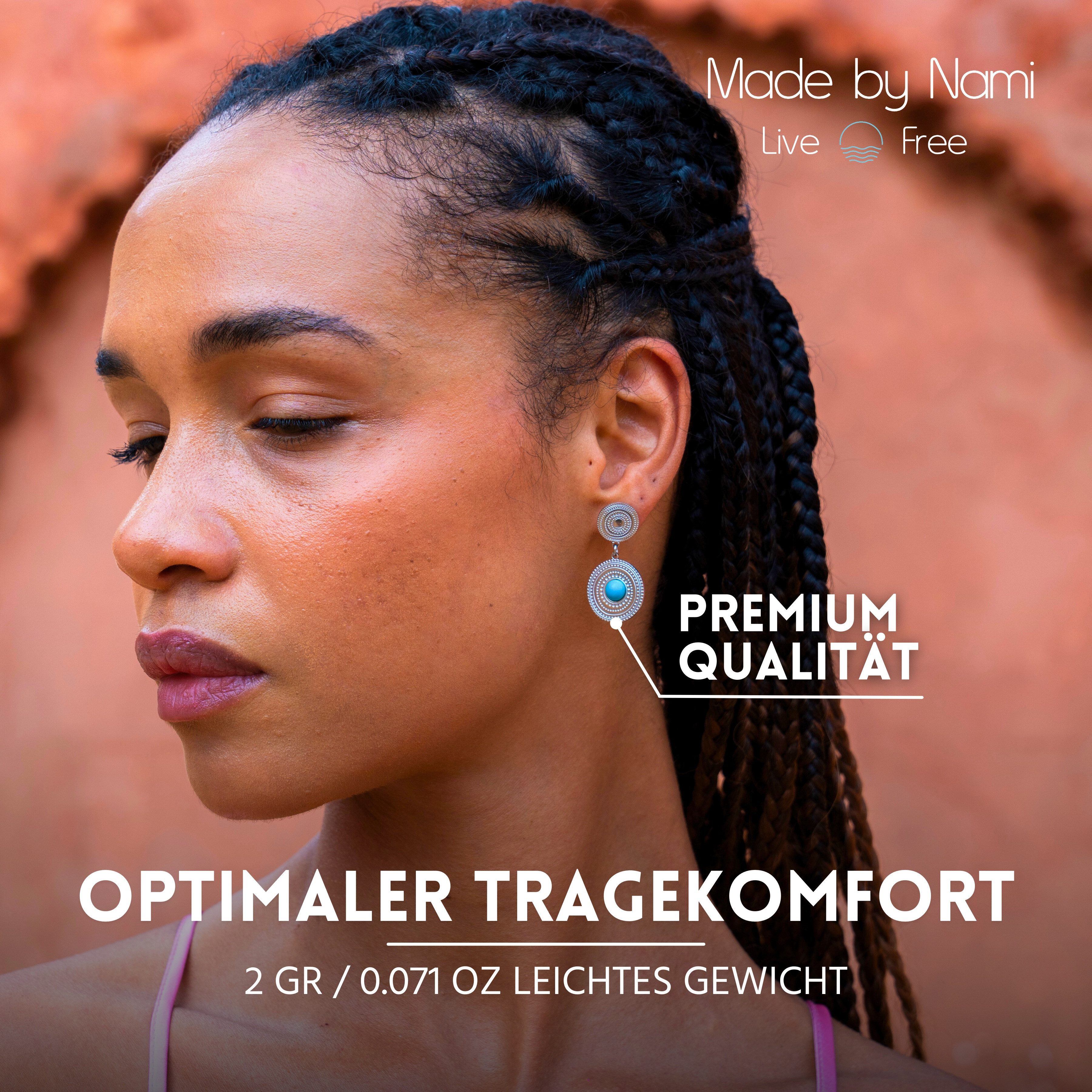 Made by Nami Ohrring-Set Vintage Ohrstecker Set mit Türkisem Stein aus chir günstig online kaufen