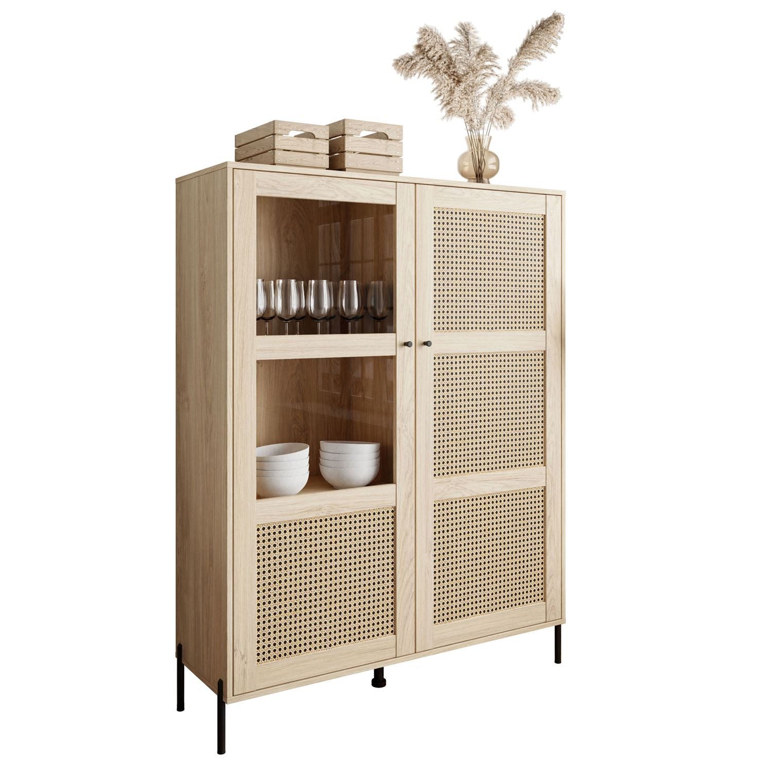 Lookway Standvitrine VIENNA 2D mit Wiener Geflechtimitation günstig online kaufen