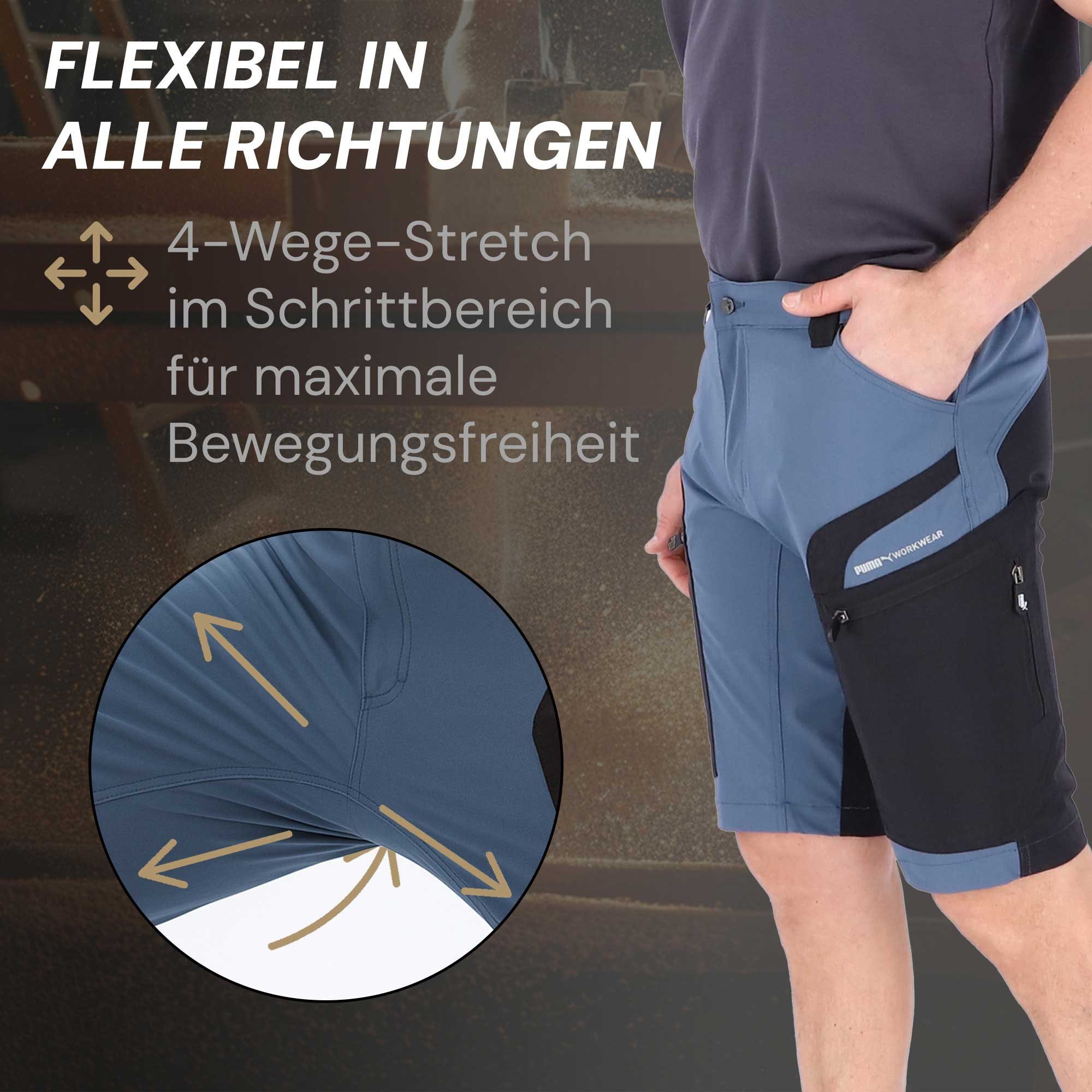 PUMA Workwear Trekkingshorts Pro-One Shorts Herren - Wanderhose Herren kurz - Outdoor Hosen Herren Stretch-Trekkinghose mit D-Ring – Verstärktes Nylon für Haltbarkeit