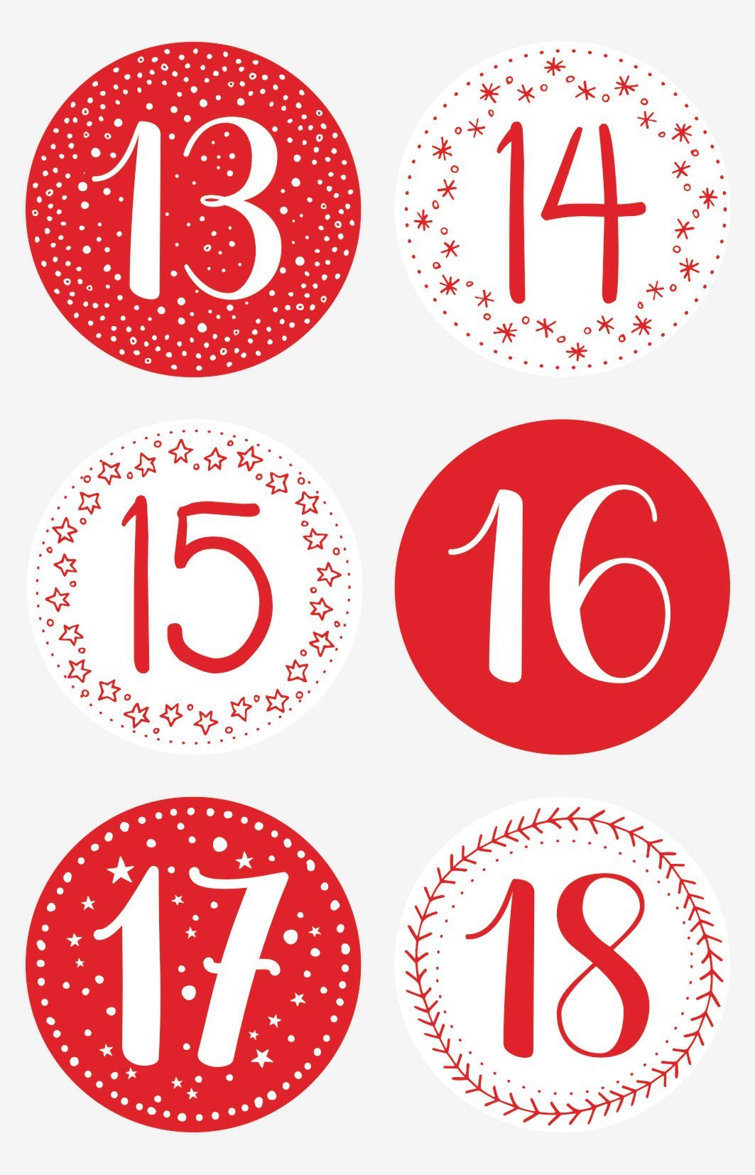 Heyda St), Sticker Deko-Buchstaben Stück 24 (24 Rot Adventszahlen