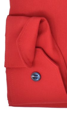 MARVELIS Businesshemd Businesshemd - Body Fit - Langarm - Einfarbig - Rot mit Besatz Kontrastknöpfe