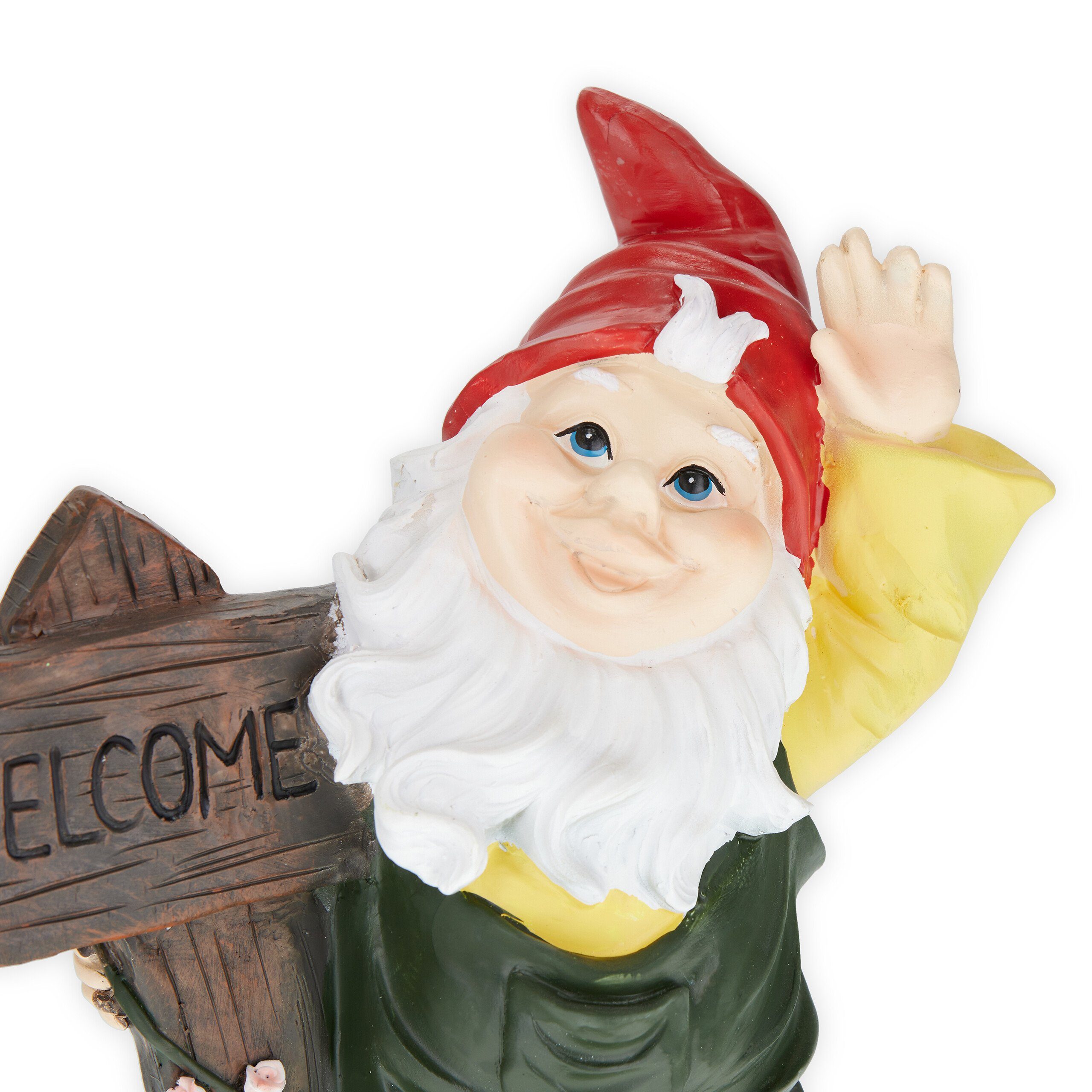 relaxdays Gartenzwerg mit Welcome Schild