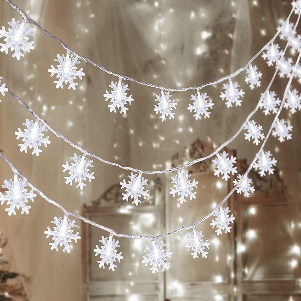 Jormftte Lichterkette Snowflake Lights Winter Hanging