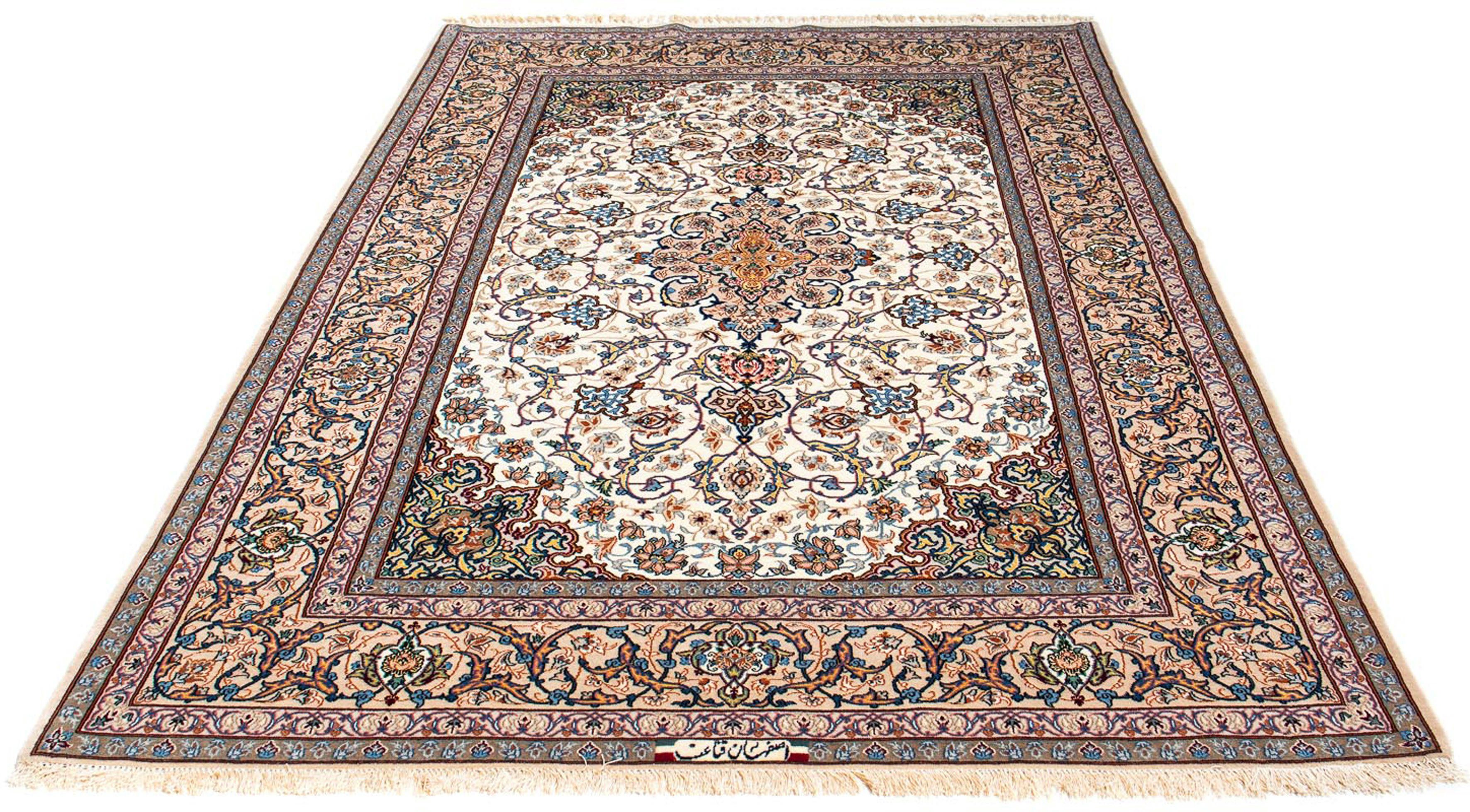 Orientteppich Perser - Isfahan - Premium - 229 x 150 cm - beige, morgenland, rechteckig, Höhe: 6 mm, Wohnzimmer, Handgeknüpft, Einzelstück mit Zertifikat