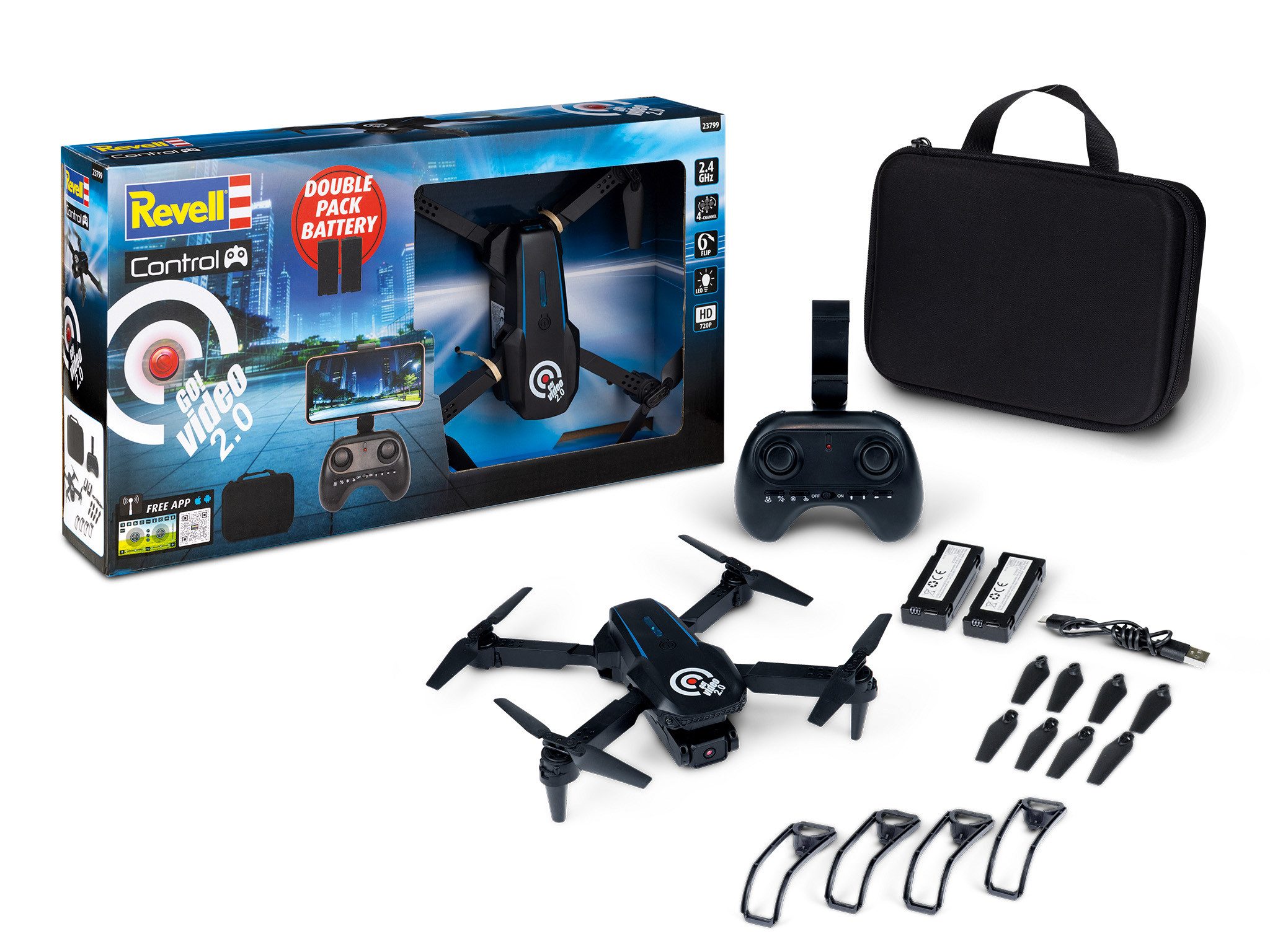 Revell® RC-Quadrocopter Revell® control, Kamera Quadrocopter GO! Video 2.0, mit LED-Beleuchtung