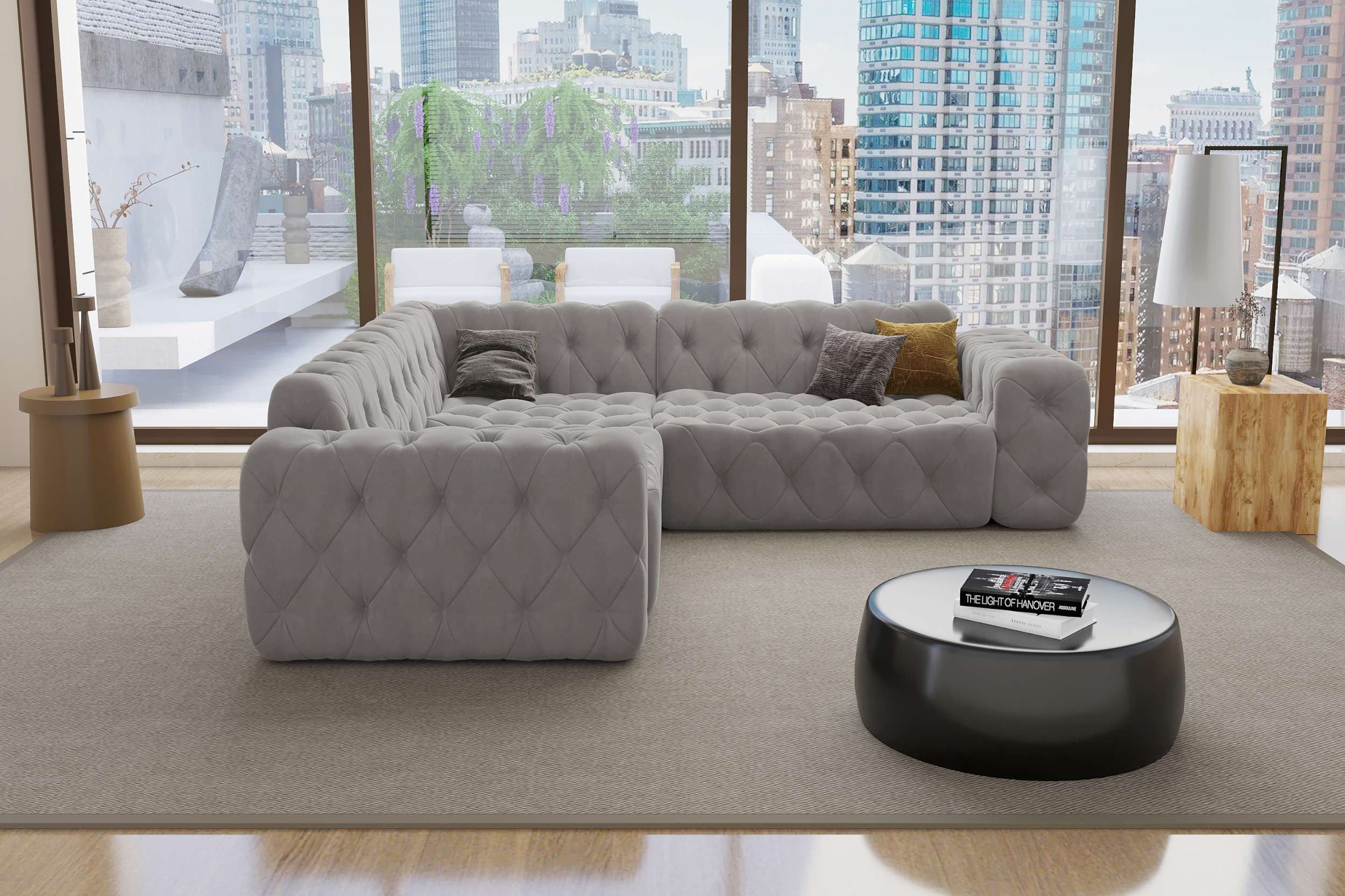 Sofa Dreams Ecksofa Ecksofa Menorca L-Form in Stoff, Ecksofa, L-Form, Rundumbezug aus gepolstertem Samtstoff