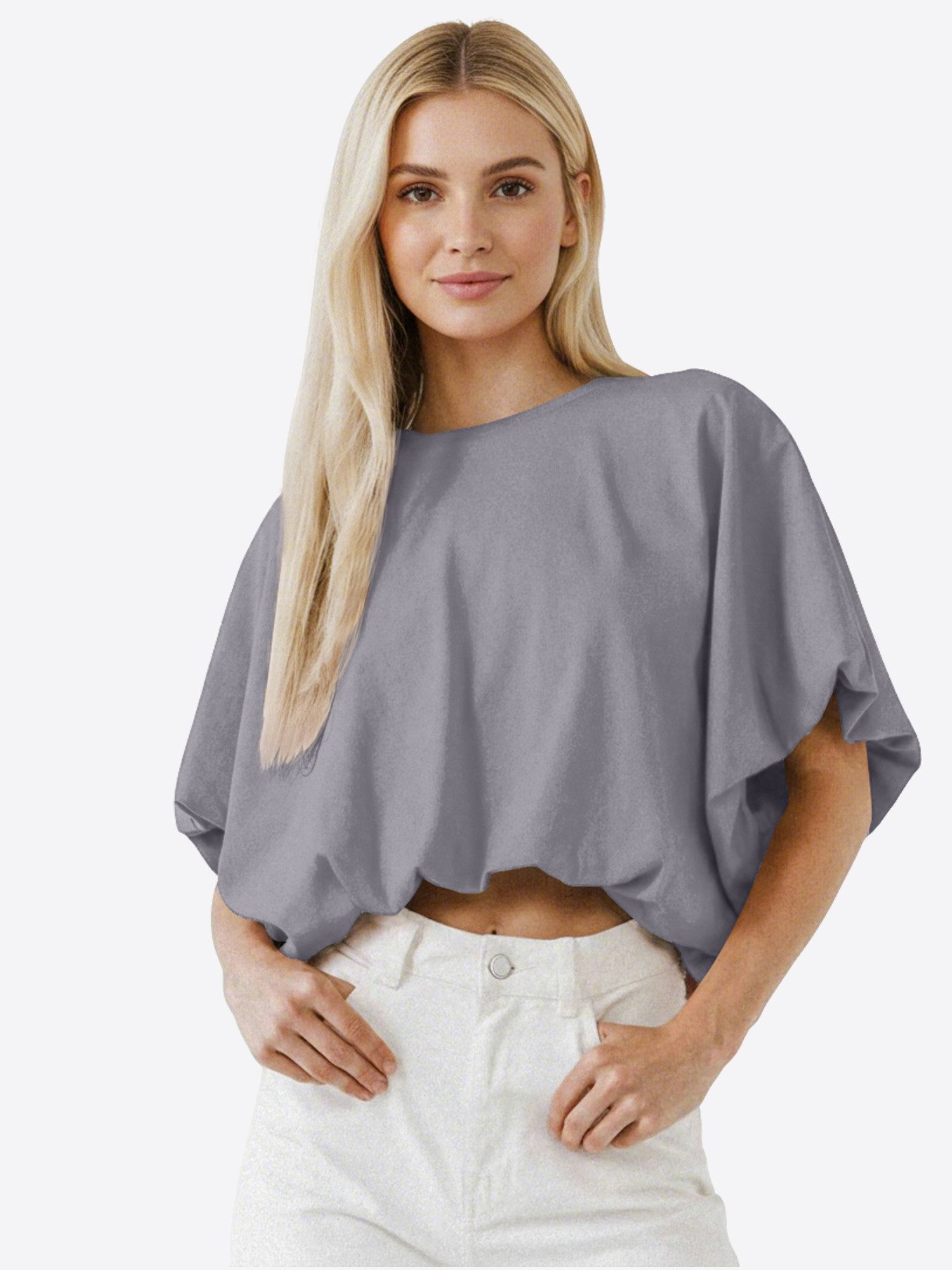 Imily Bela T-Shirt Damen Kurzware Locker geschnitten (Packung, 1-tlg., 1per-Pack) Rundhals