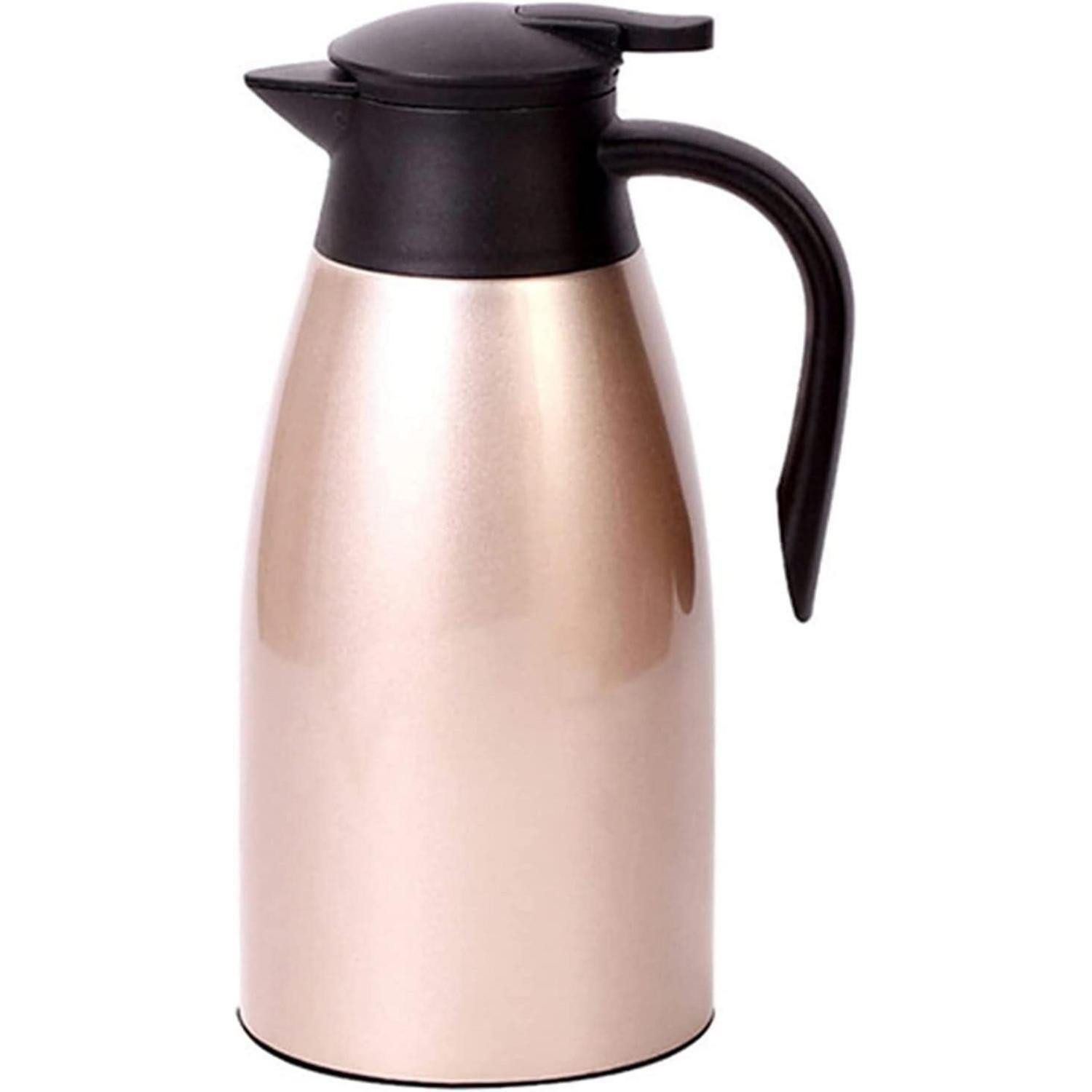 LuxusKollektion Isolierkanne Thermoskanne 2 Liter Edelstahl Vakuum QuickTip Verschluss Gold