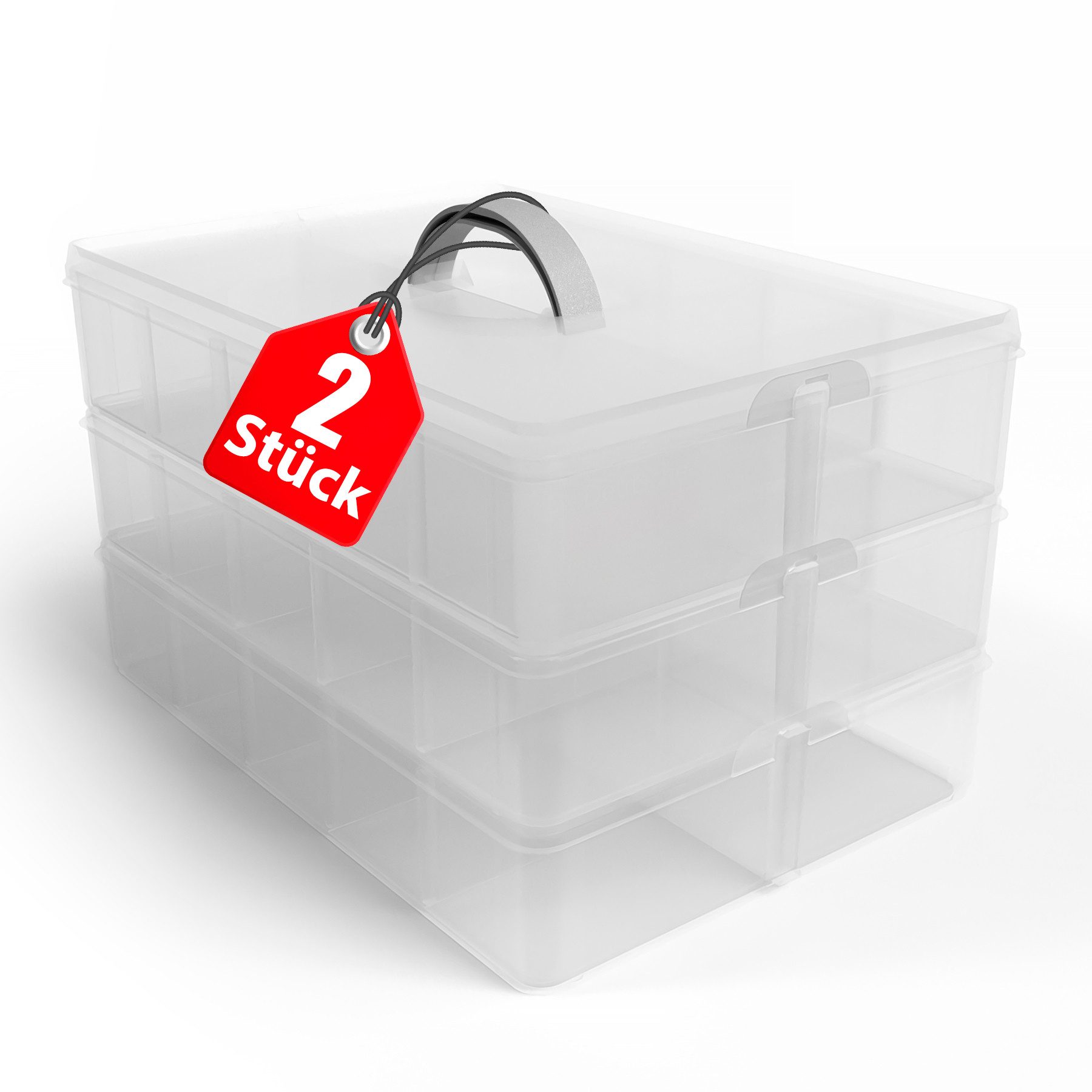 BigDean Organizer 2 Stück Sortierbox für Kleinteile mit 21 verstellbaren Fä günstig online kaufen