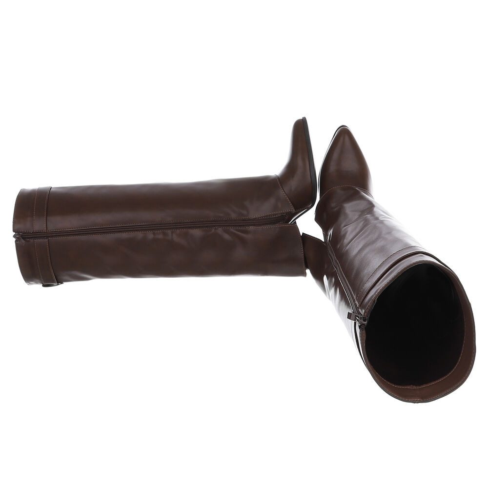 Ital-Design Elegante kniehohe Stiefelette mit Blockabsatz für Damen High-He günstig online kaufen