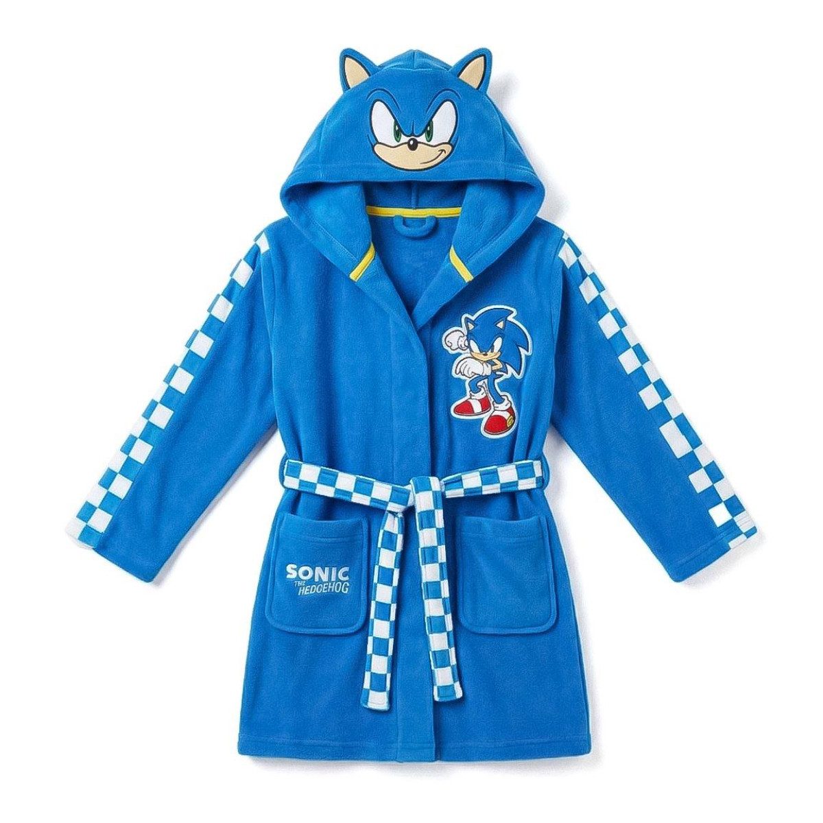 Sonic The Hedgehog Kinderbademantel Kinder Morgenmantel mit Applikationen Reisen Übernachtungen, Polyester