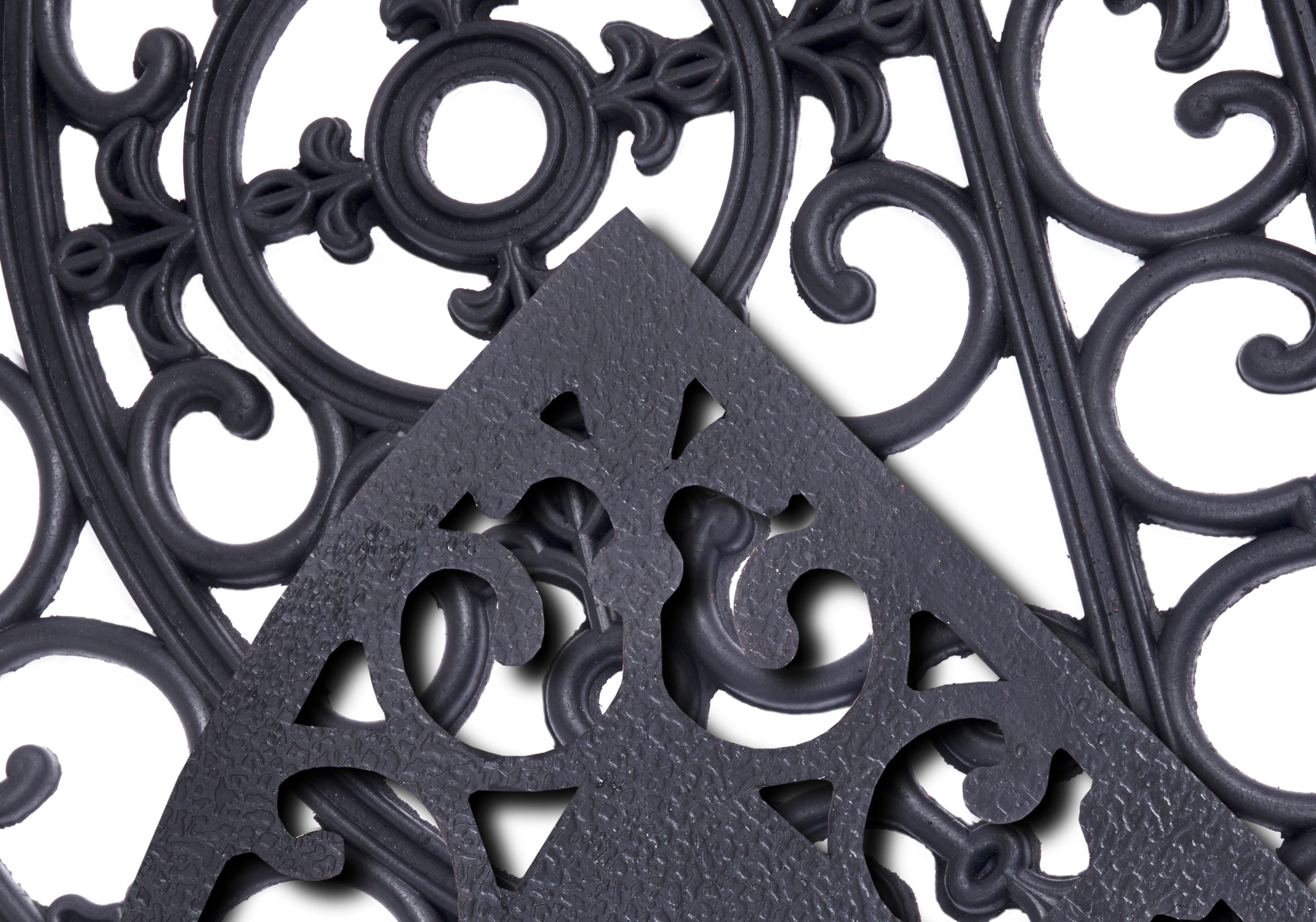 HANSE Home Fußmatte Mix Mats Gusseisen-Optik Gummi Fleur, Türmatte, halbrund, Höhe: 8 mm, Strapazierfähig, pflegeleicht, robust, wetterfest, UV-beständig