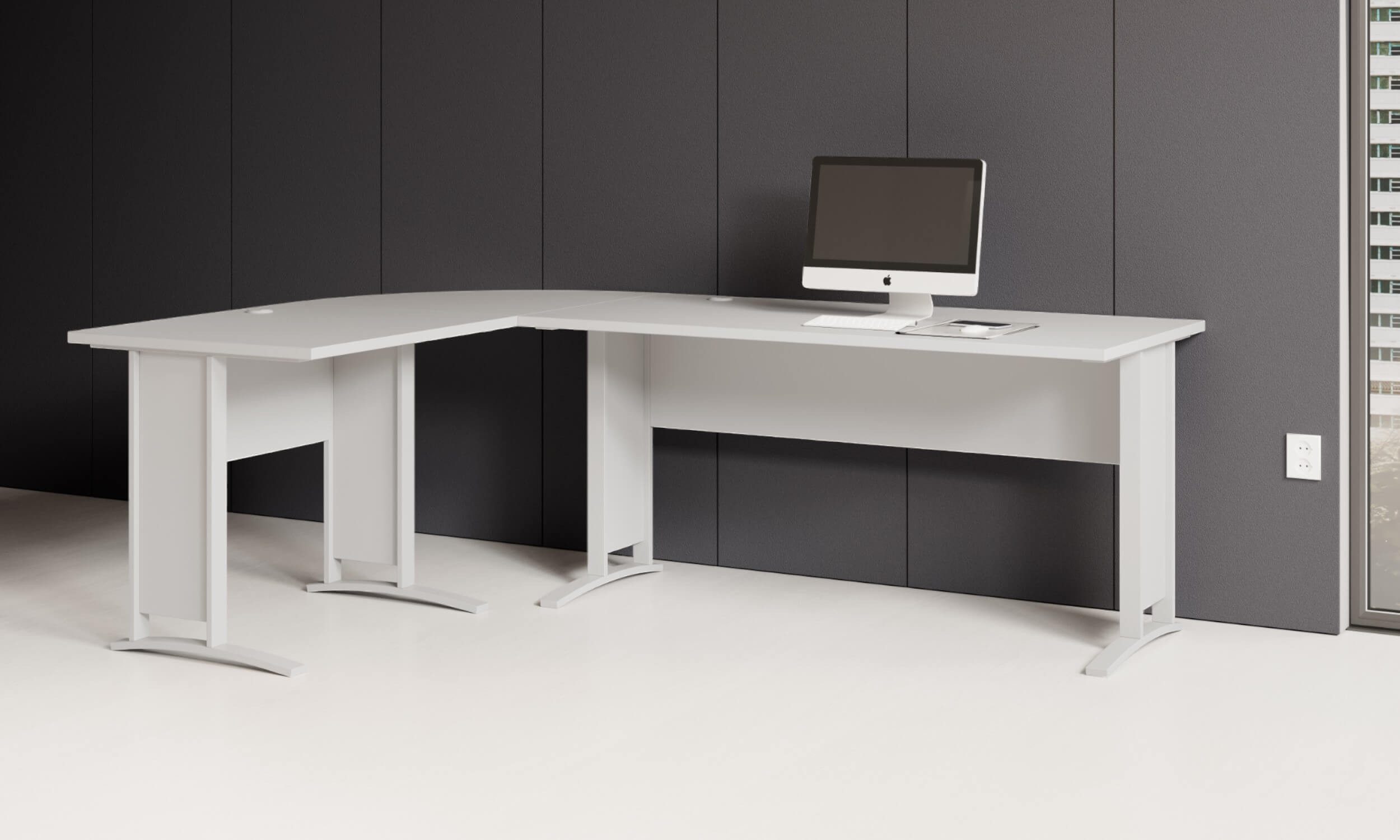 moebel-dich-auf Eckschreibtisch OFFICE LINE (in 2 Farbvarianten, 220 x 72 x 70 cm), wechselseitig montierbar