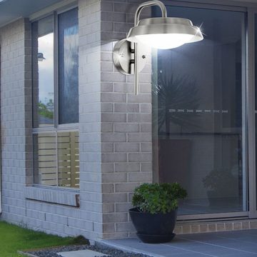 EGLO Außen-Wandleuchte, LED-Leuchtmittel fest verbaut, Warmweiß, 2er Set LED Außen Bereich Wand Leuchten Edelstahl Veranda Strahler