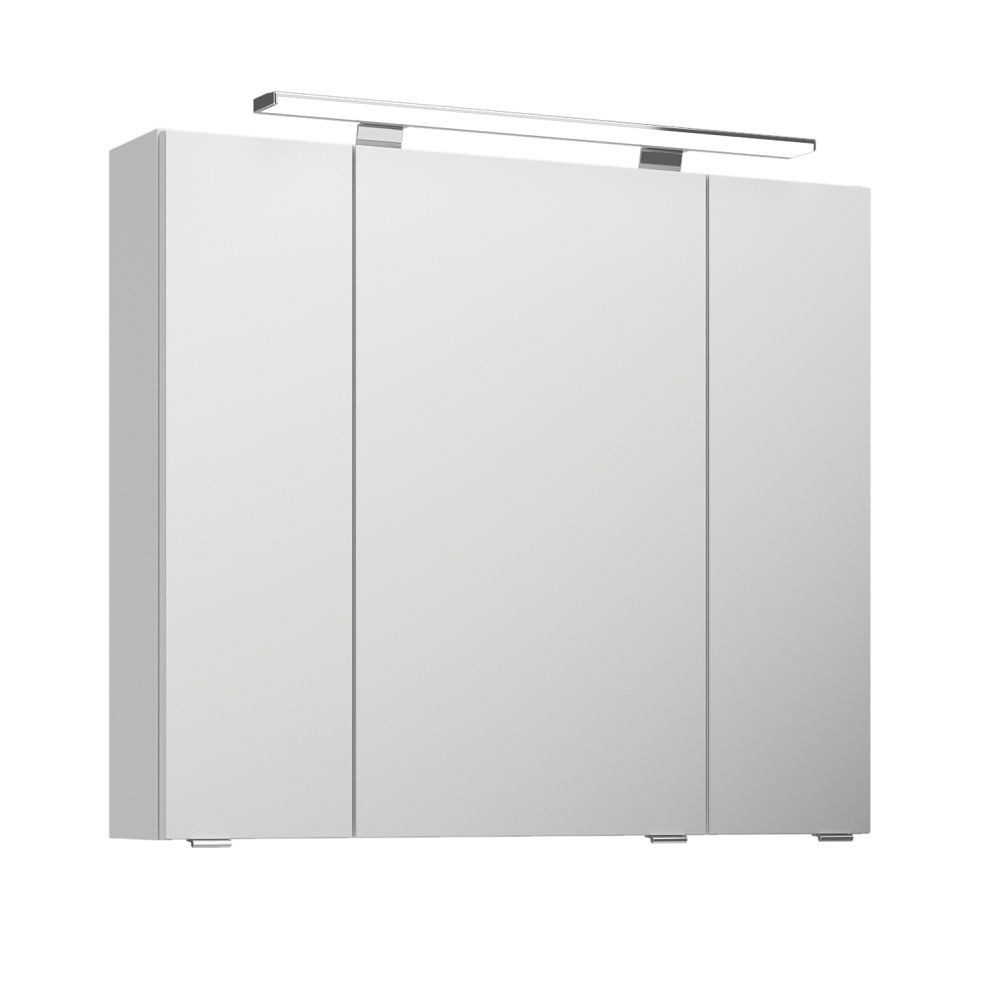 Lomadox Spiegelschrank FES-4010-66 weiß glänzend und inkl. LED - 80/71/17cm