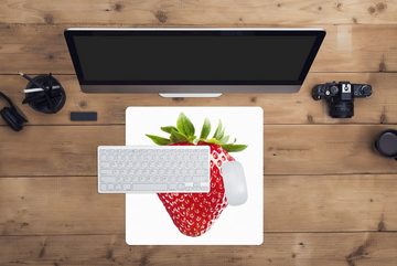 MuchoWow Gaming Mauspad Erdbeere - Obst - Weiß (1-St), Mousepad mit Rutschfester Unterseite, Gaming, 40x40 cm, XXL, Großes