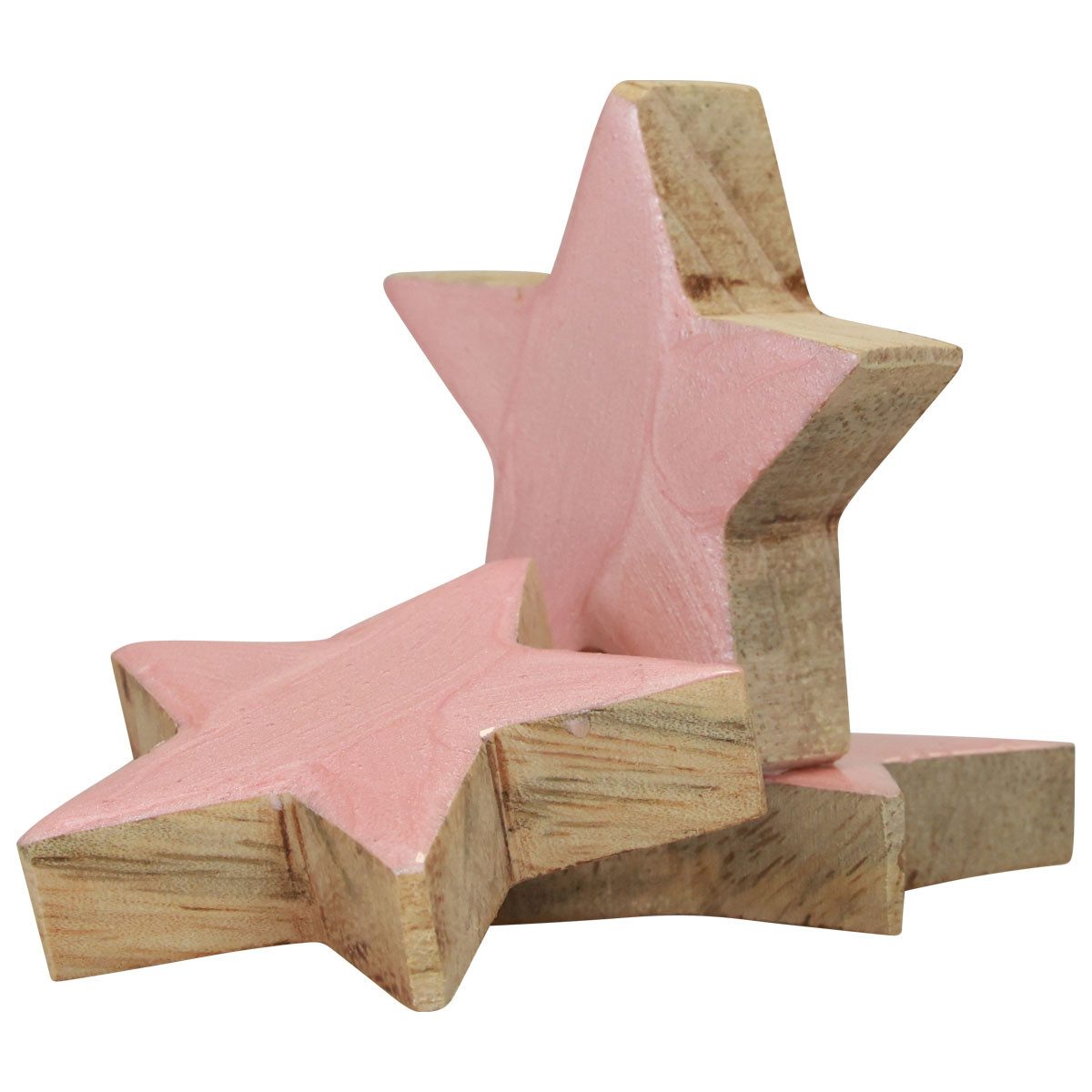 Florists Products Weihnachtsmann Rosa Holzsterne Deko Weihnachtsdeko Ø5cm 8 Stück Glanz