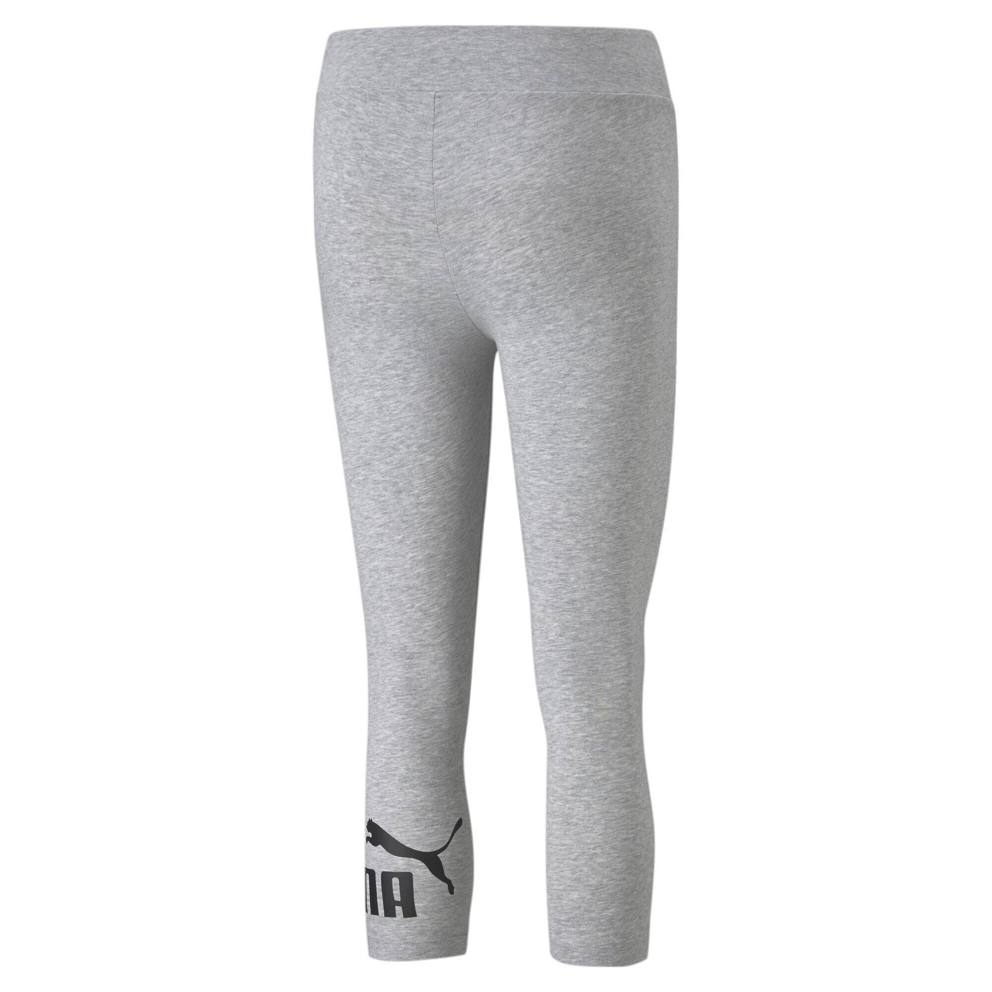 Leggings Gray 3/4-Leggings PUMA Damen Heather Light Logo Essentials