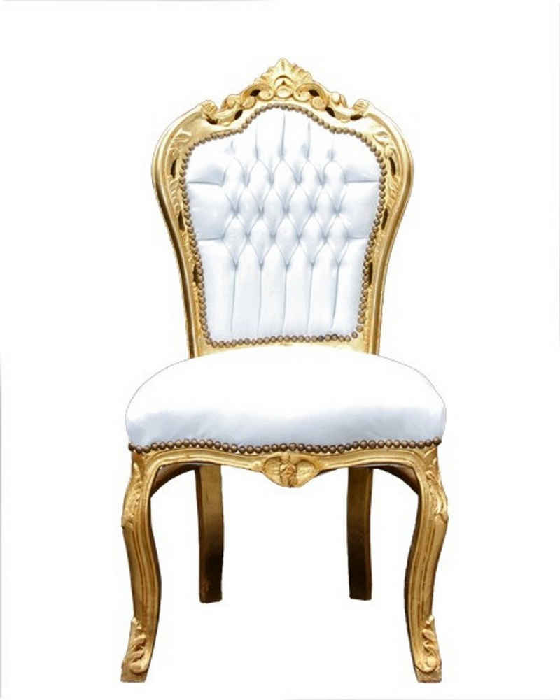 Casa Padrino Esszimmerstuhl Barock Esszimmer Stuhl Weiß / Gold - Möbel Antik Stil