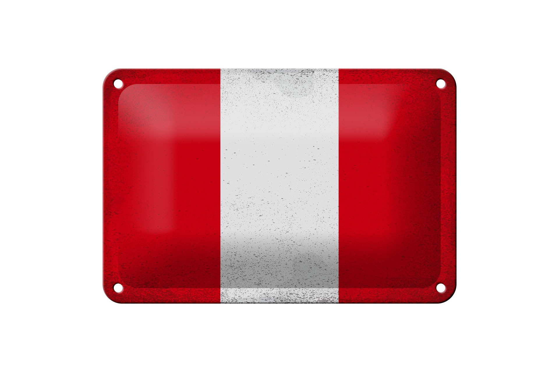 Femer GmbH Metallschild Flagge Peru 18x12cm Flag of Peru Vintage, (1 St), gewölbte Oberfläche, abgerundete Ecken, umgeschlagene Kanten