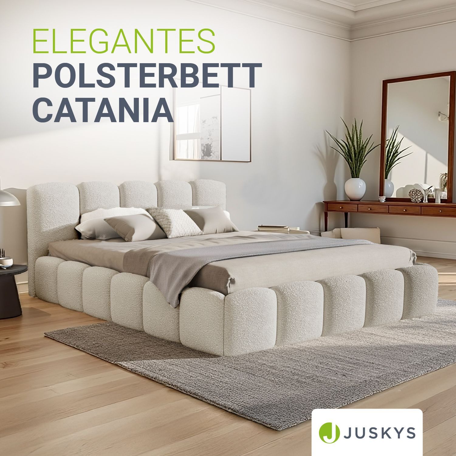 Juskys Polsterbett Catania, Gepolstertes Kopfteil, Bubble günstig online kaufen