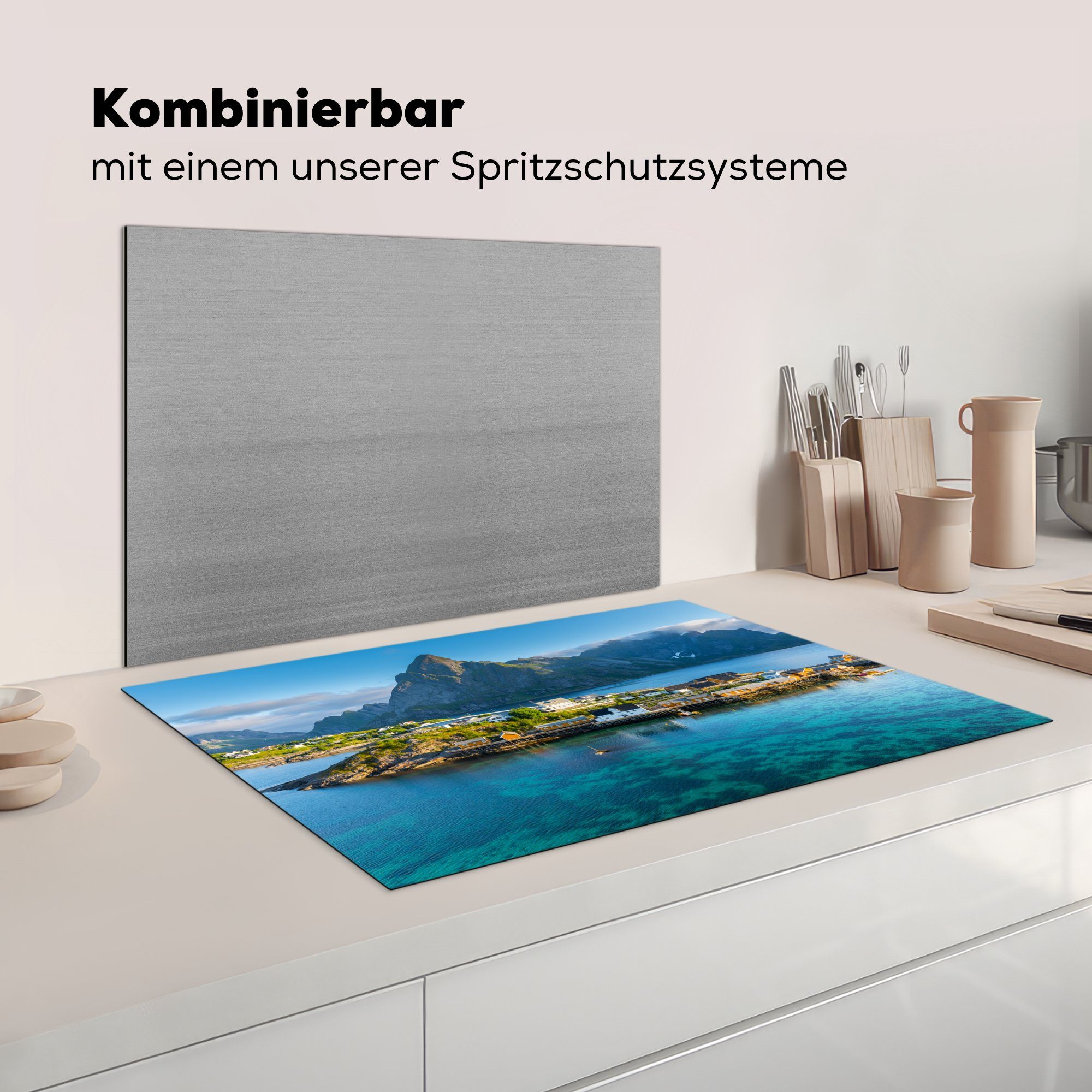 81x52 Lofoten MuchoWow küche, Häuser, Herdblende-/Abdeckplatte Induktionskochfeld tlg), der die mit Schutz cm, Ceranfeldabdeckung (1 Anzahl für Vinyl,