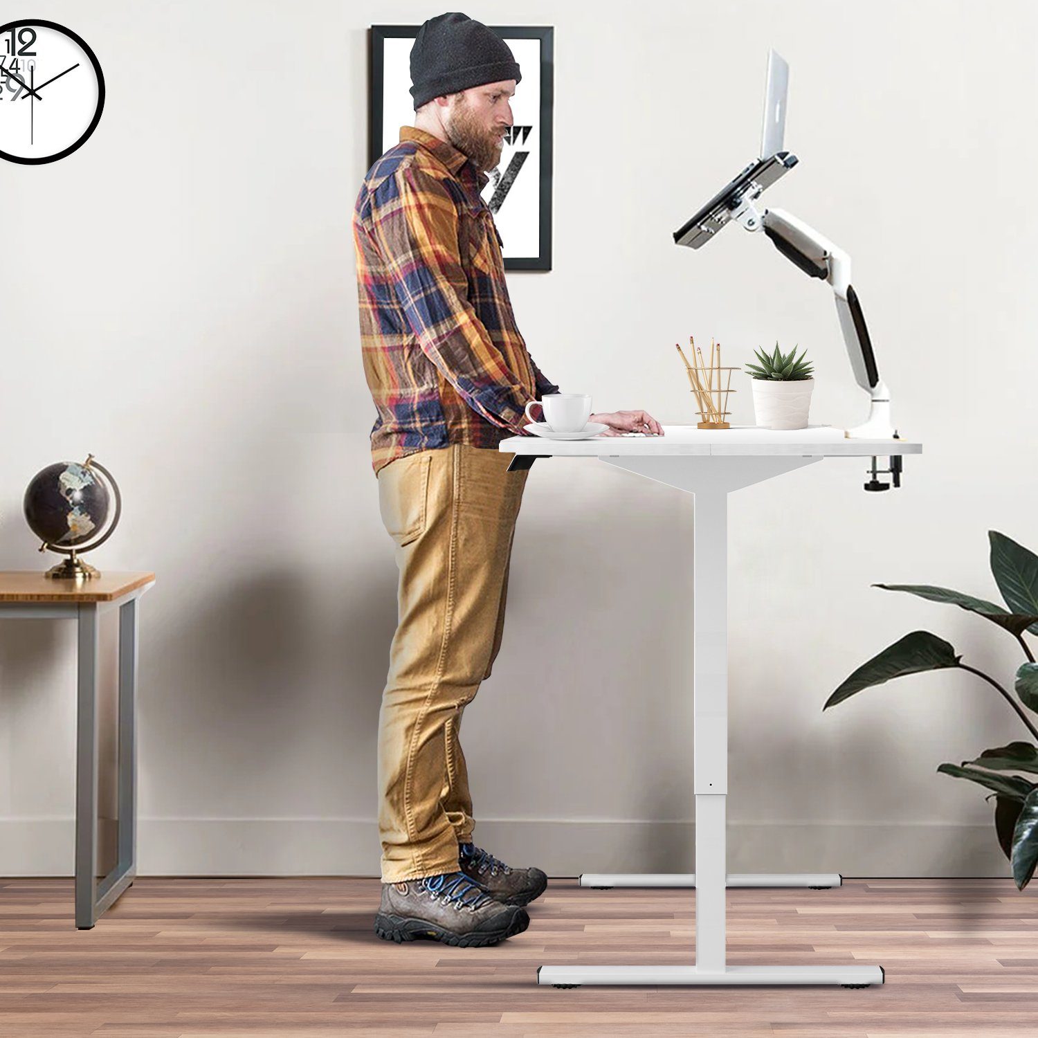 Tischplatte HOMALL Schreibtisch mit Basis Elektrisch Höhenverstellbarer Weiß Schreibtisch Super