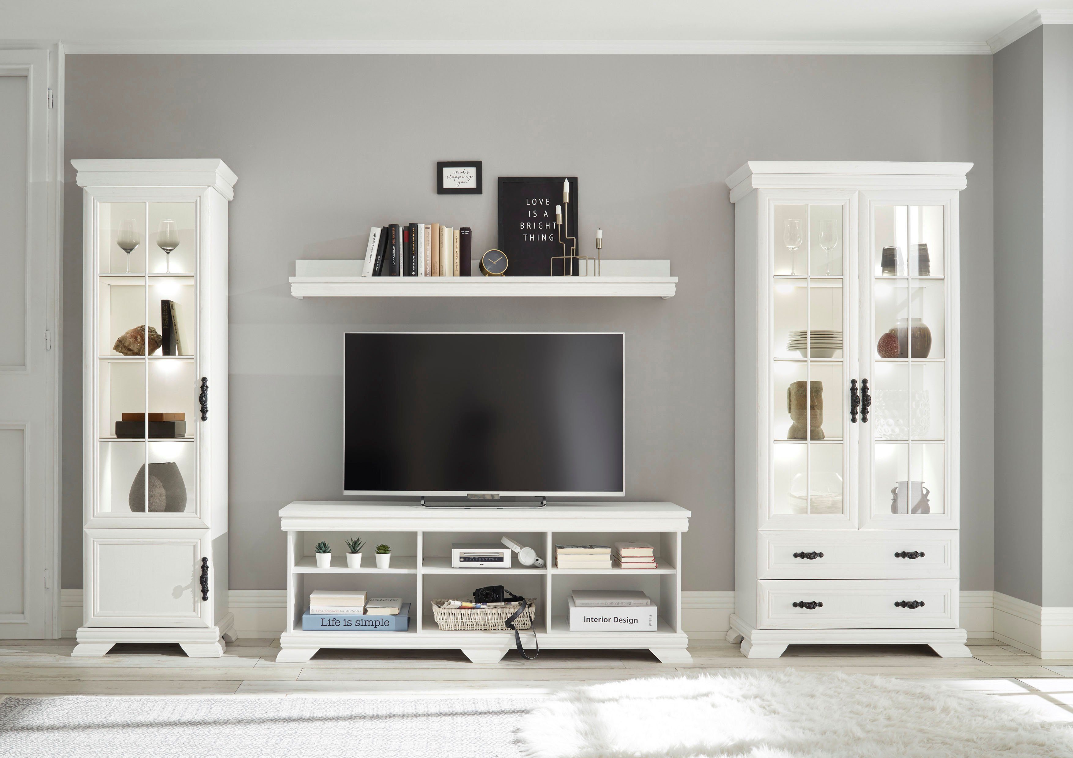 OTTO home Wohnwand Royal, (4-St), Bestehend aus 2 Vitrinen, 1 Lowboard und 1 Wandregal