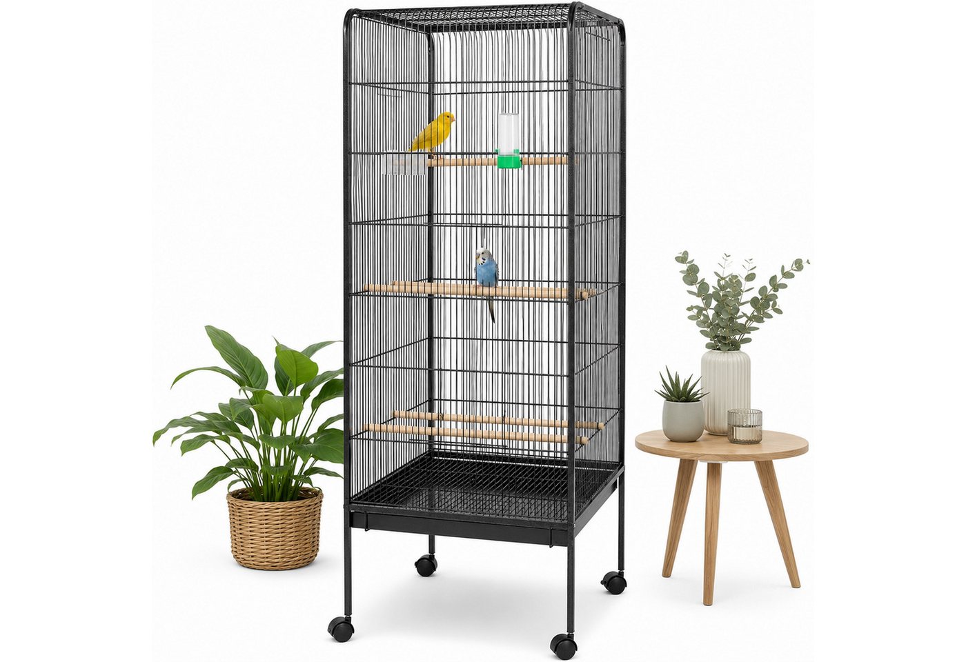 Mucola Voliere Vogelvoliere Metall Vogelkäfig Vogelhaus Tierkäfig Käfig Voliere, Maße Außen: ca. 146 cm x 54,5 cm x 54,5 cm (H x B x T)