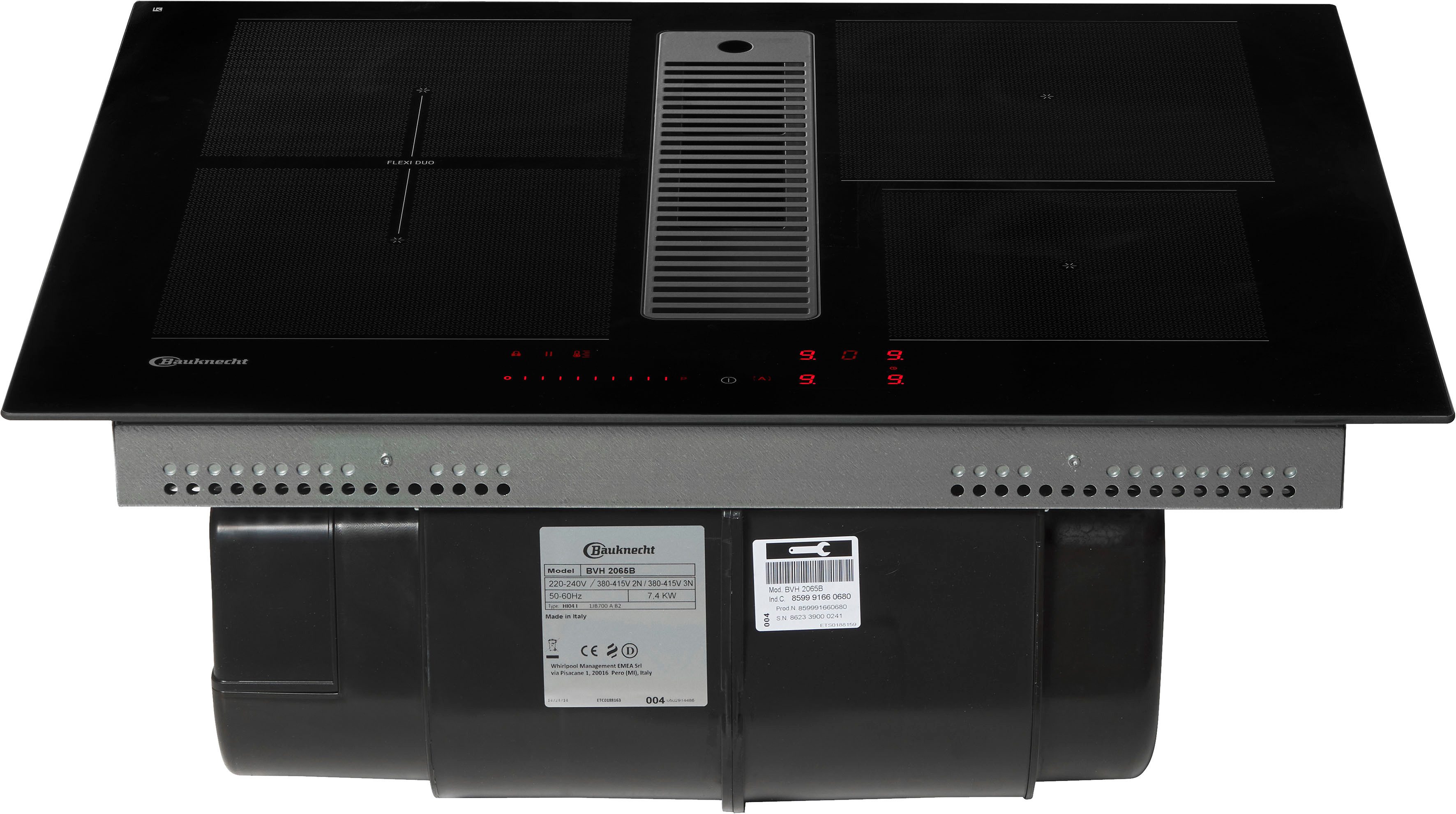 BAUKNECHT ploča za kuhanje s odvodom BVH65 Venting Flexi - set koji se sastoji od: ploča za kuhanje BVH 2065B, odvodni kanal FK 65VH BO