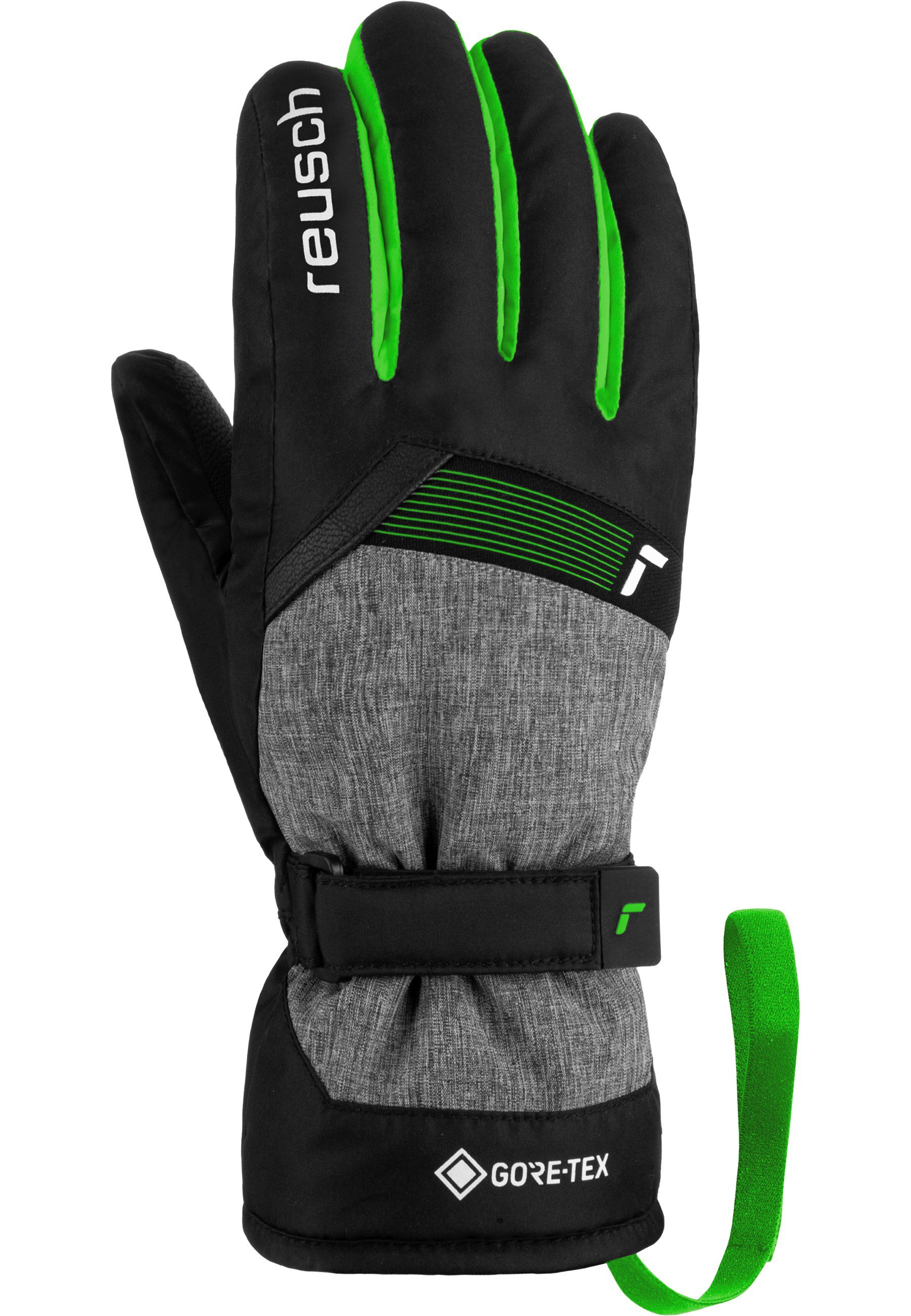 Reusch Skihandschuhe Flash Junior mit Handgelenkschlaufe grau-schwarz GORE-TEX praktischer