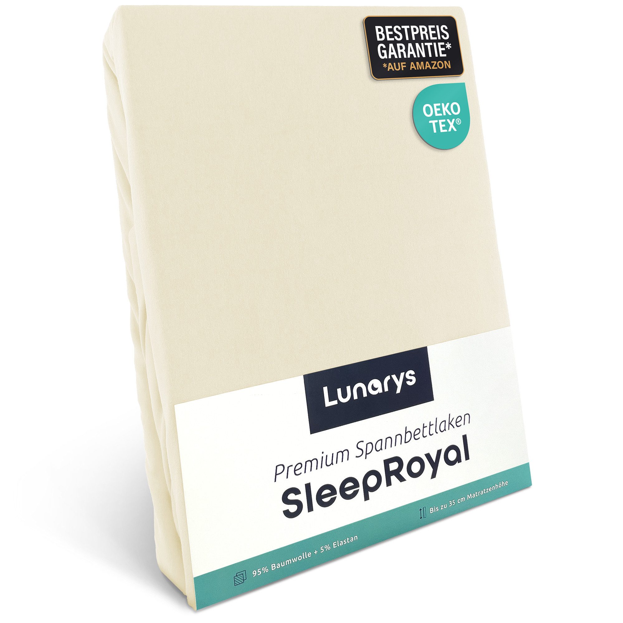 Lunarys Spannbettlaken SleepRoyal, Jersey-Elasthan, Gummizug: rundum, (1 St günstig online kaufen