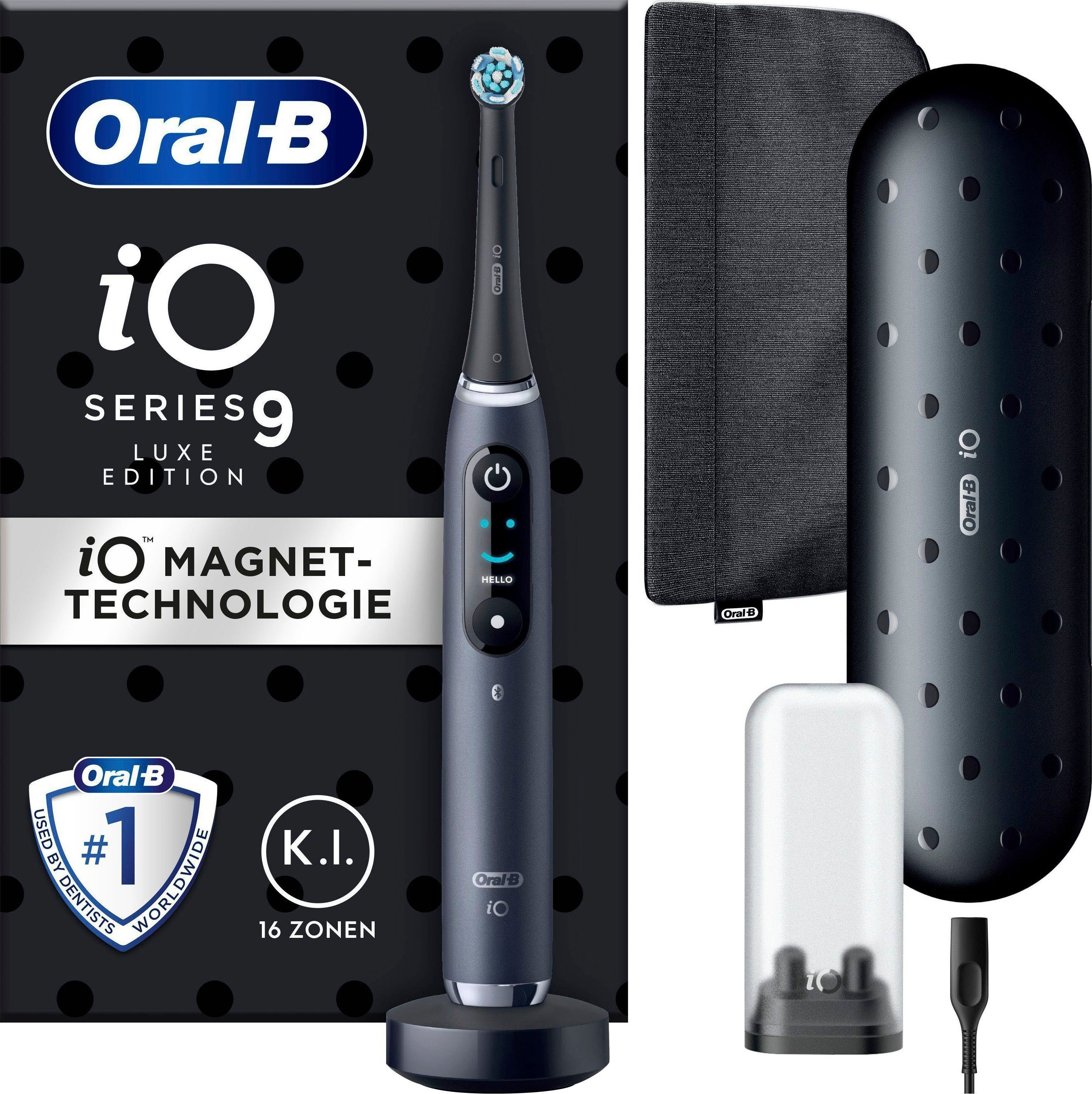 Onyx Aufsteckbürsten: mit Black St., Luxe Lade-Reiseetui Oral-B iO Edition, Zahnbürste 7 Putzmodi, Elektrische 1 Farbdisplay Magnet-Technologie, 9 &