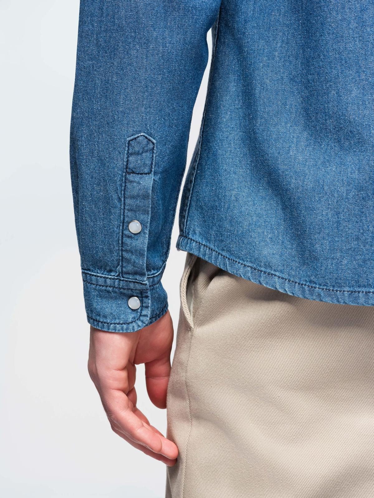 OMBRE Langarmhemd Jeanshemd mit Druckknöpfen und Brusttaschen