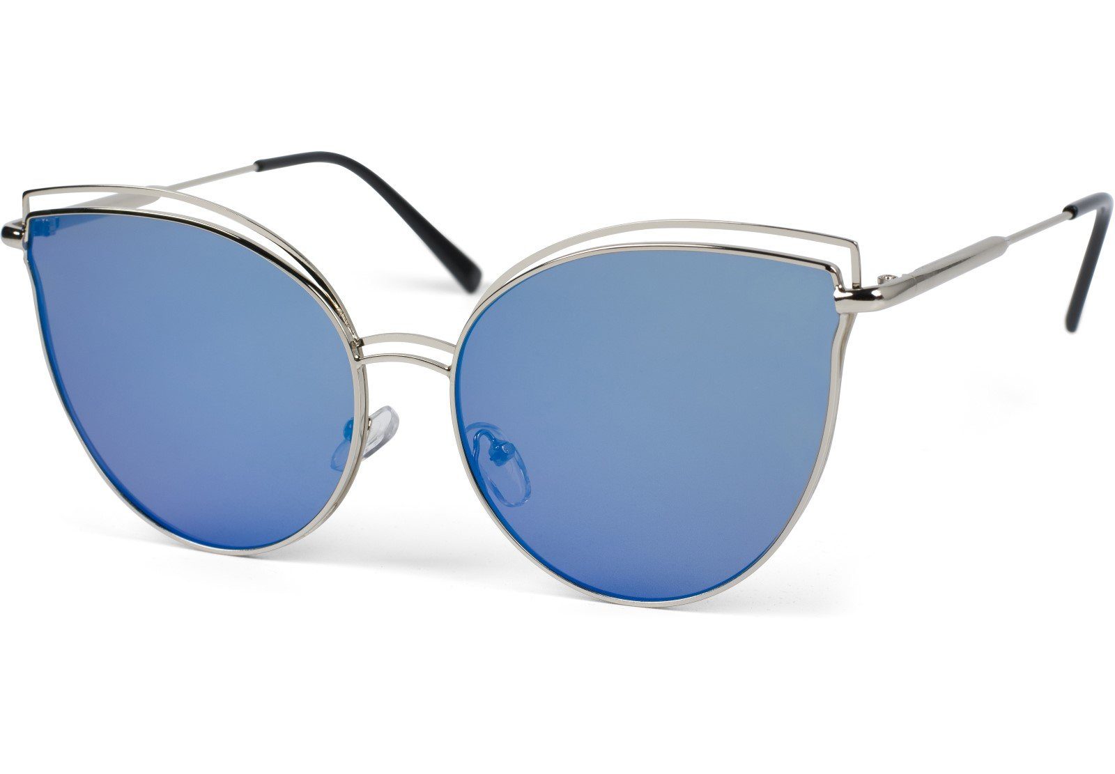 styleBREAKER Sonnenbrille (1-St) Verspiegelt Gestell Silber / Glas Blau verspiegelt