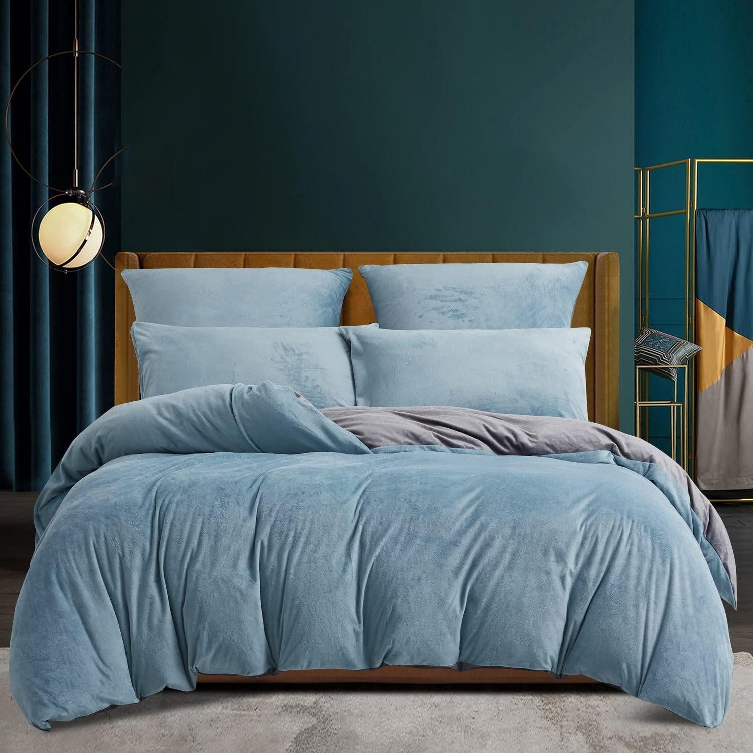 LuxusKollektion Bettwäsche Bettwäsche Set 155x220 Flauschig Hellblau