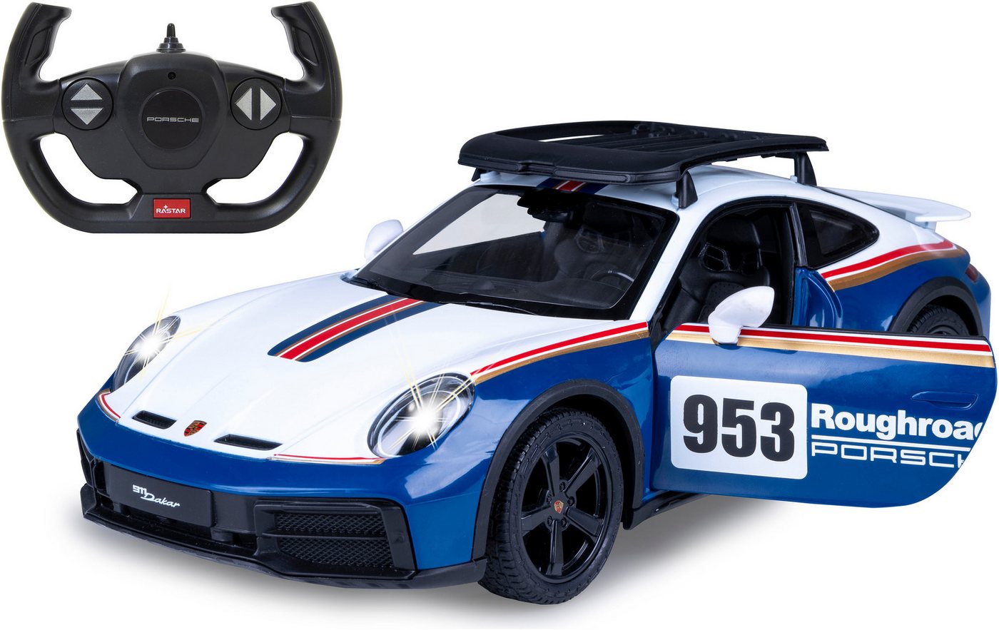 Jamara RC-Auto Porsche 911 Dakar Performance 1:14 blau 2,4GHz, mit LED Licht