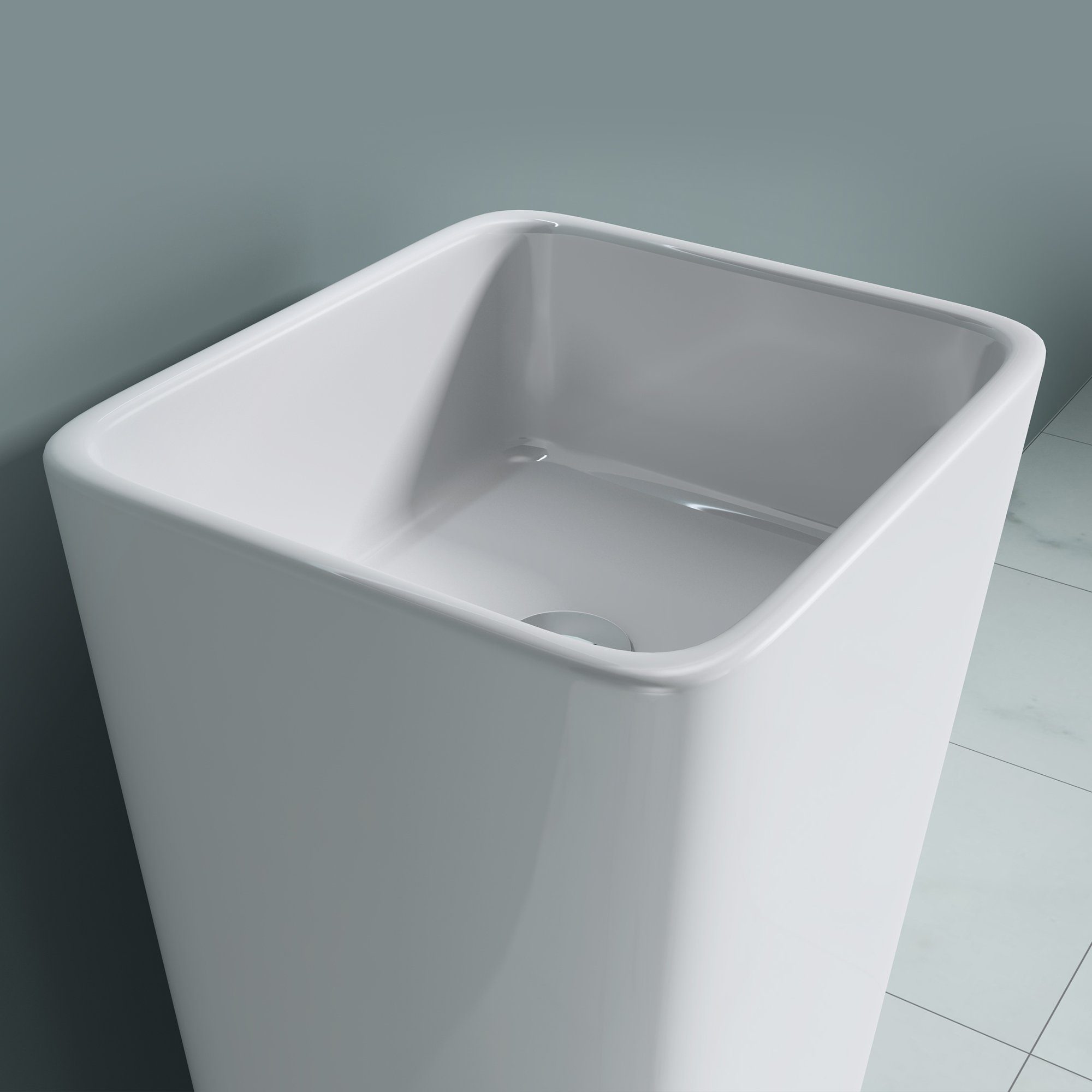 doporro Waschbecken Standwaschbecken Waschtisch Waschplatz aus Mineral BTH:40x35x82 Col31, DIN-Anschlüsse, einfache Montage