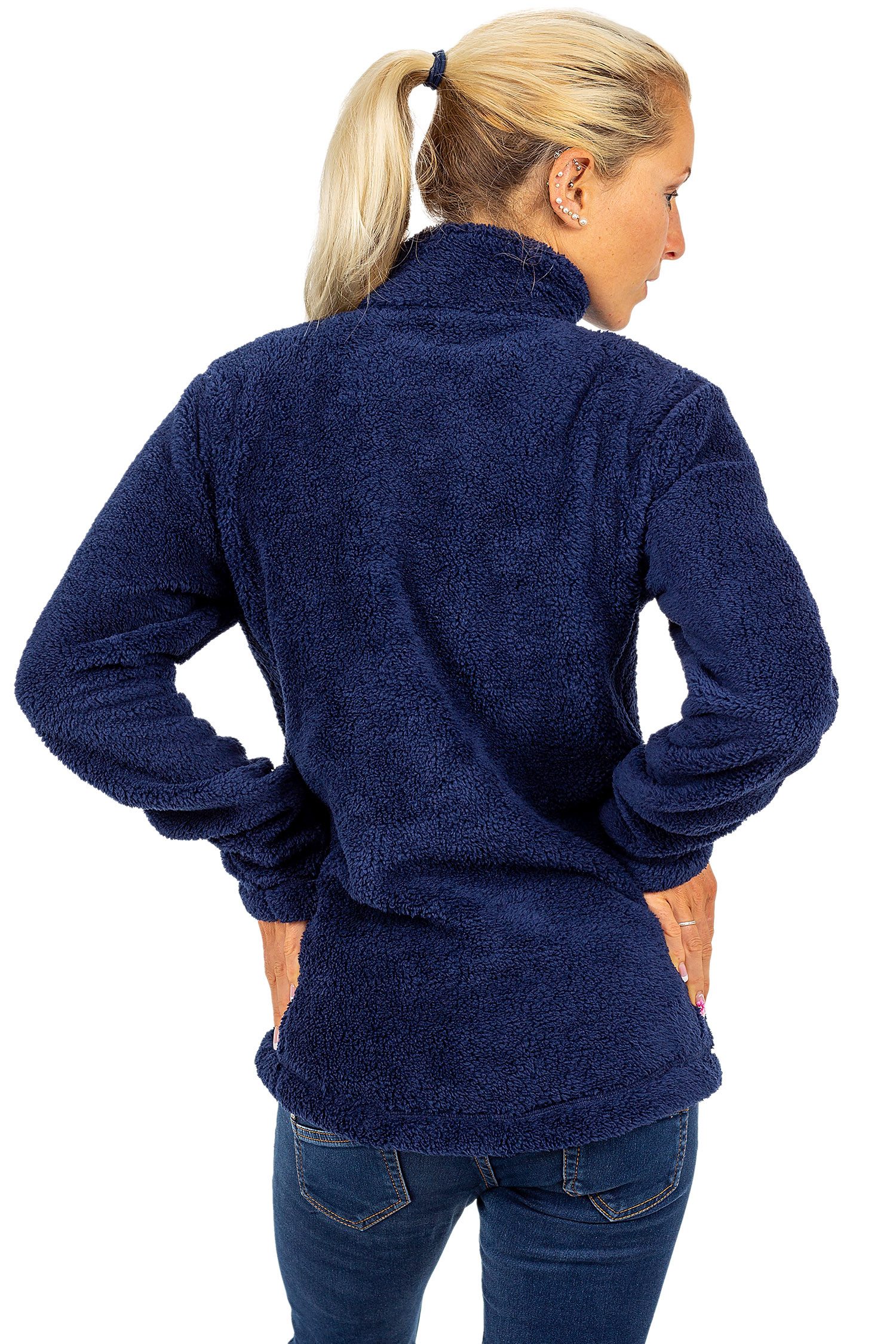 Reichstadt Fleecejacke Damen Regular Fit Flauschige Jacke Kuschelig 22RSW002 Extravagante Reißverschluss-Anhänger – Bild 2 von 5