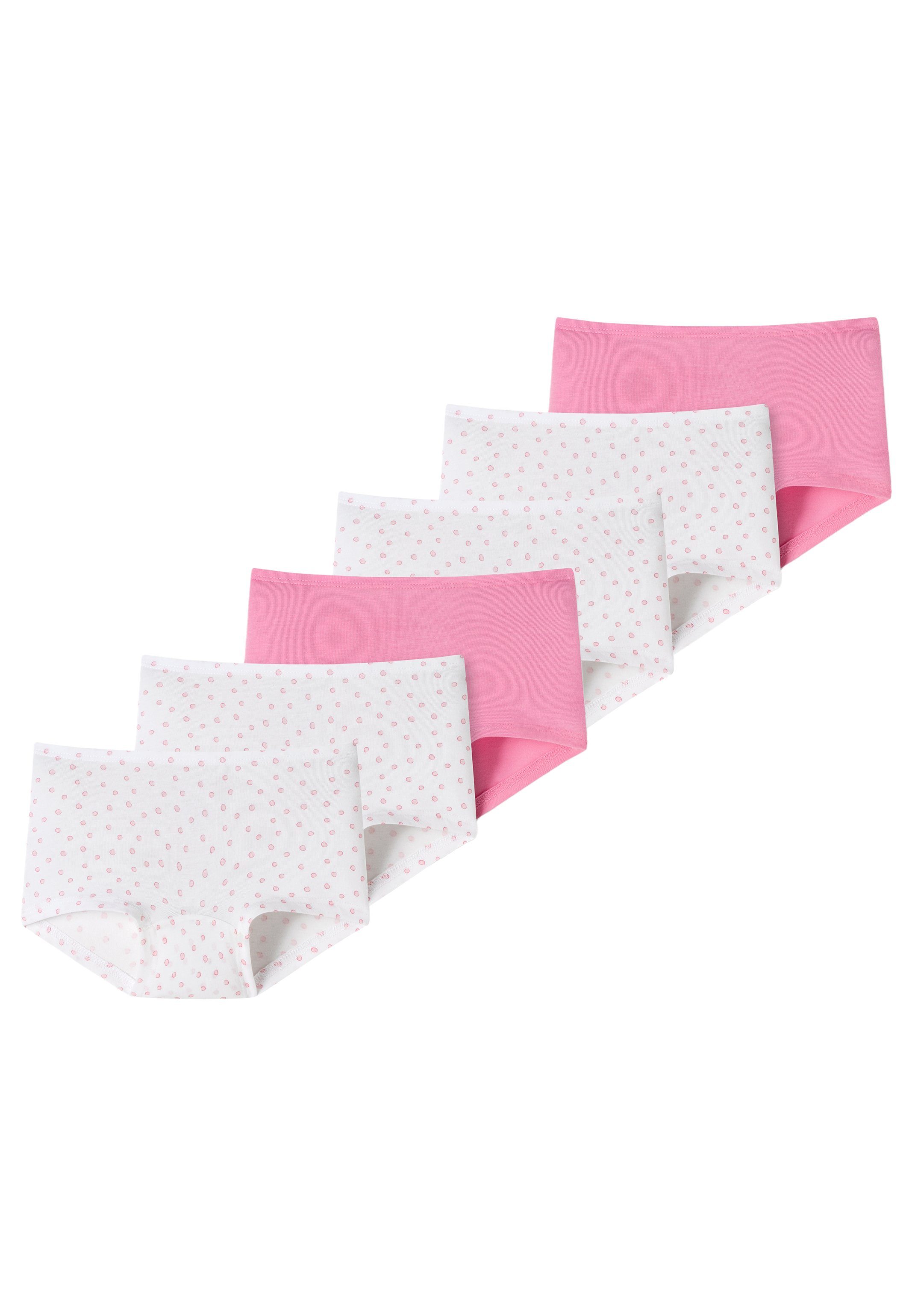 Schiesser Panty 6er Pack Kids Girls 95/5 Organic Cotton (Spar-Set, 6-St) Short Slip - Baumwolle - Weiß/Rosa-922