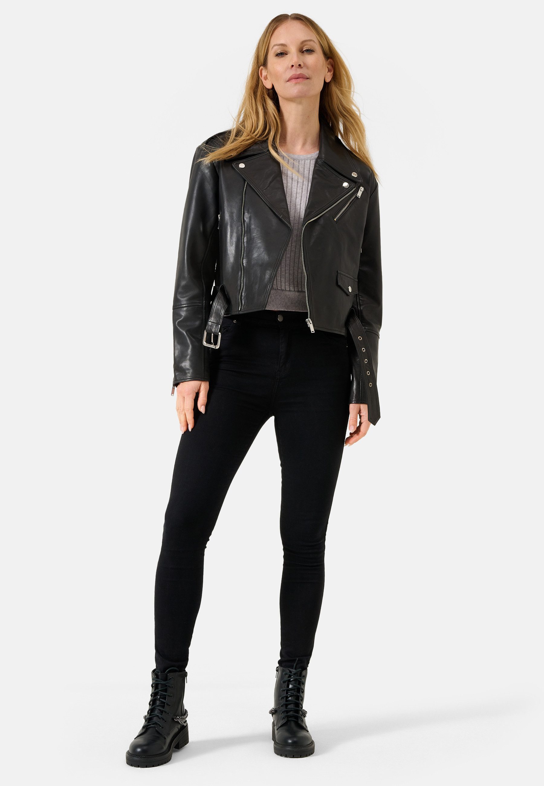 RICANO Lederjacke Hera Lederjacke mit Gürtel und Reverskragen günstig online kaufen