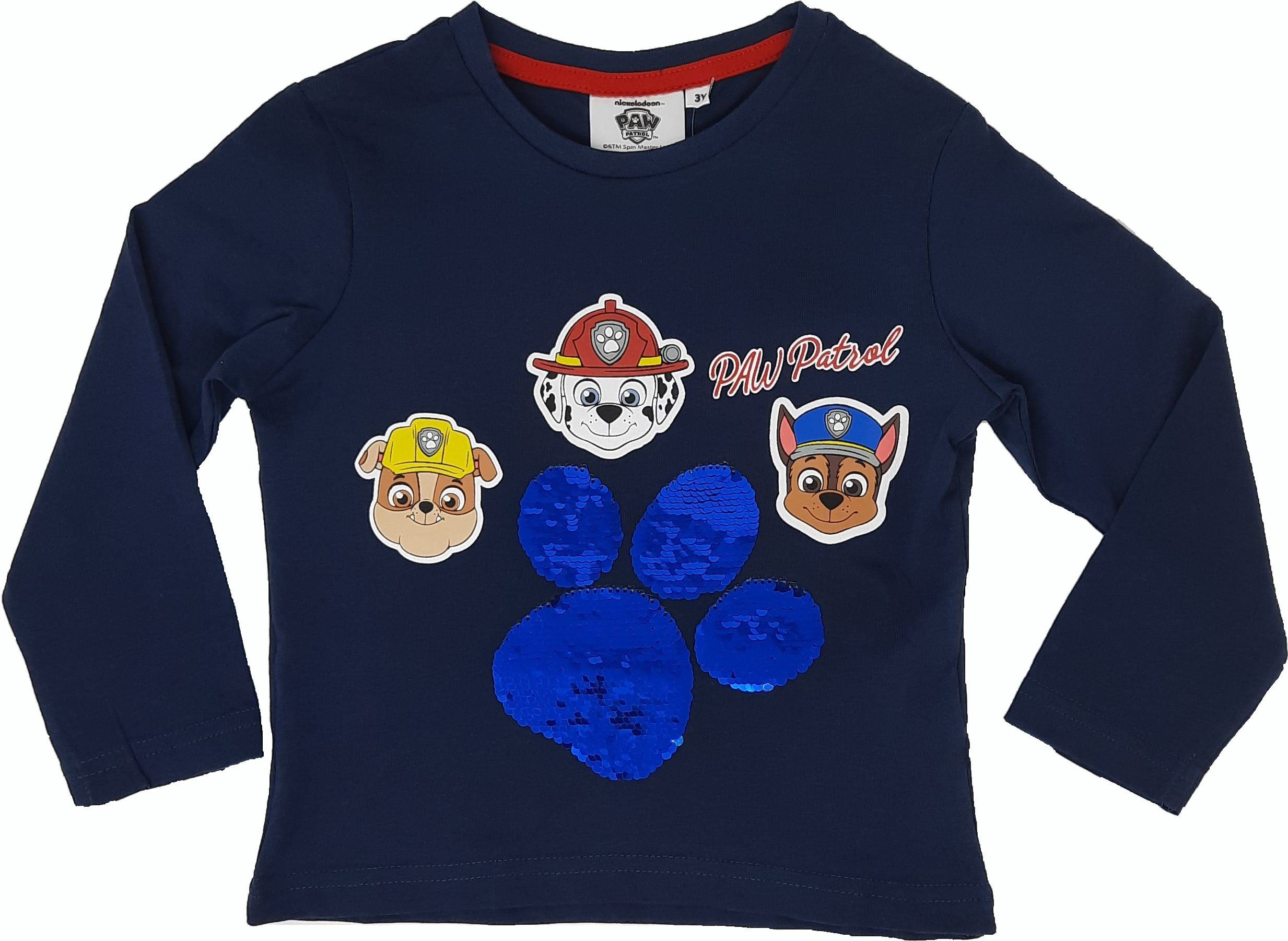 PAW PATROL Langarmshirt Paw Jungen Langarmshirt Pullover Wende Patrol Pailletten