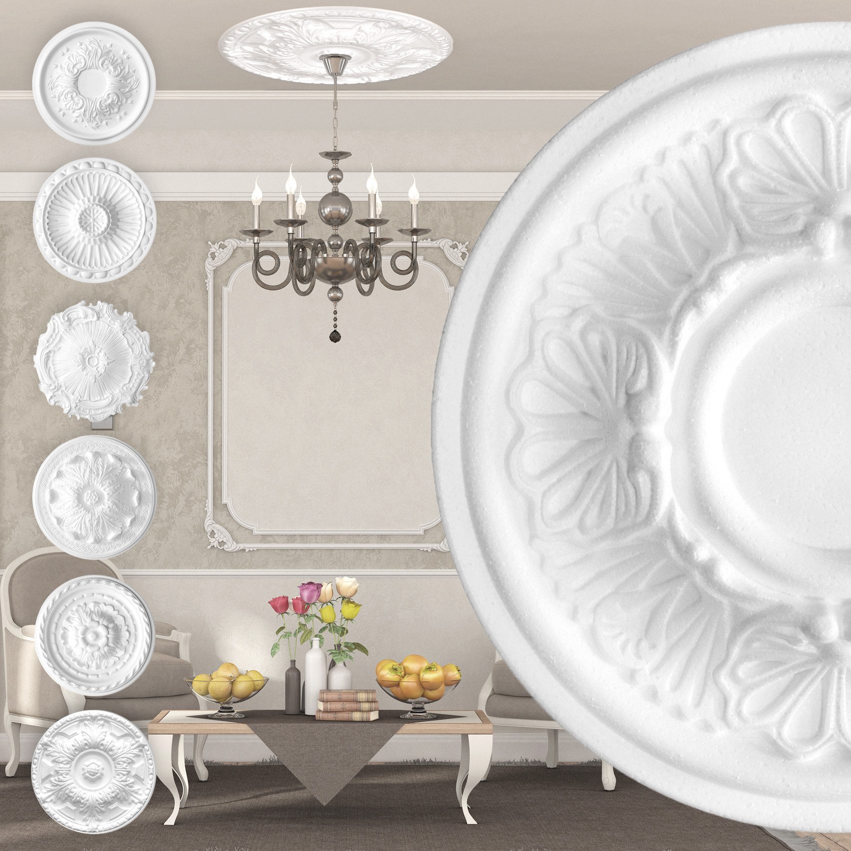 marbet design Wanddekoobjekt R-17 (Stuckrosette aus günstig online kaufen