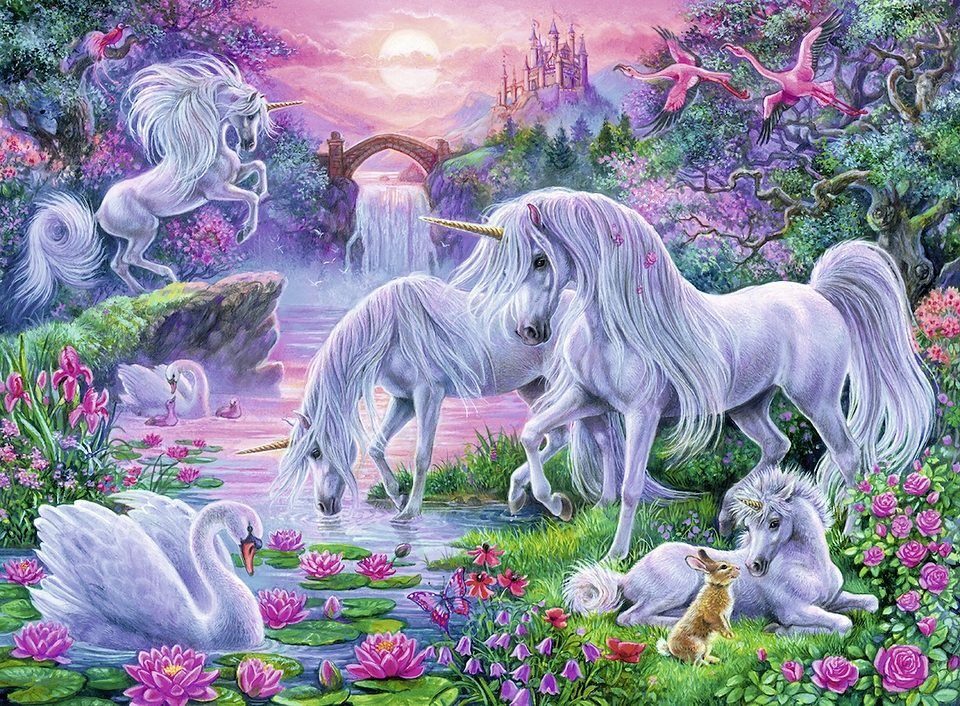 Ravensburger Puzzle Einhörner im Abendrot, 150 Puzzleteile, Made in Germany